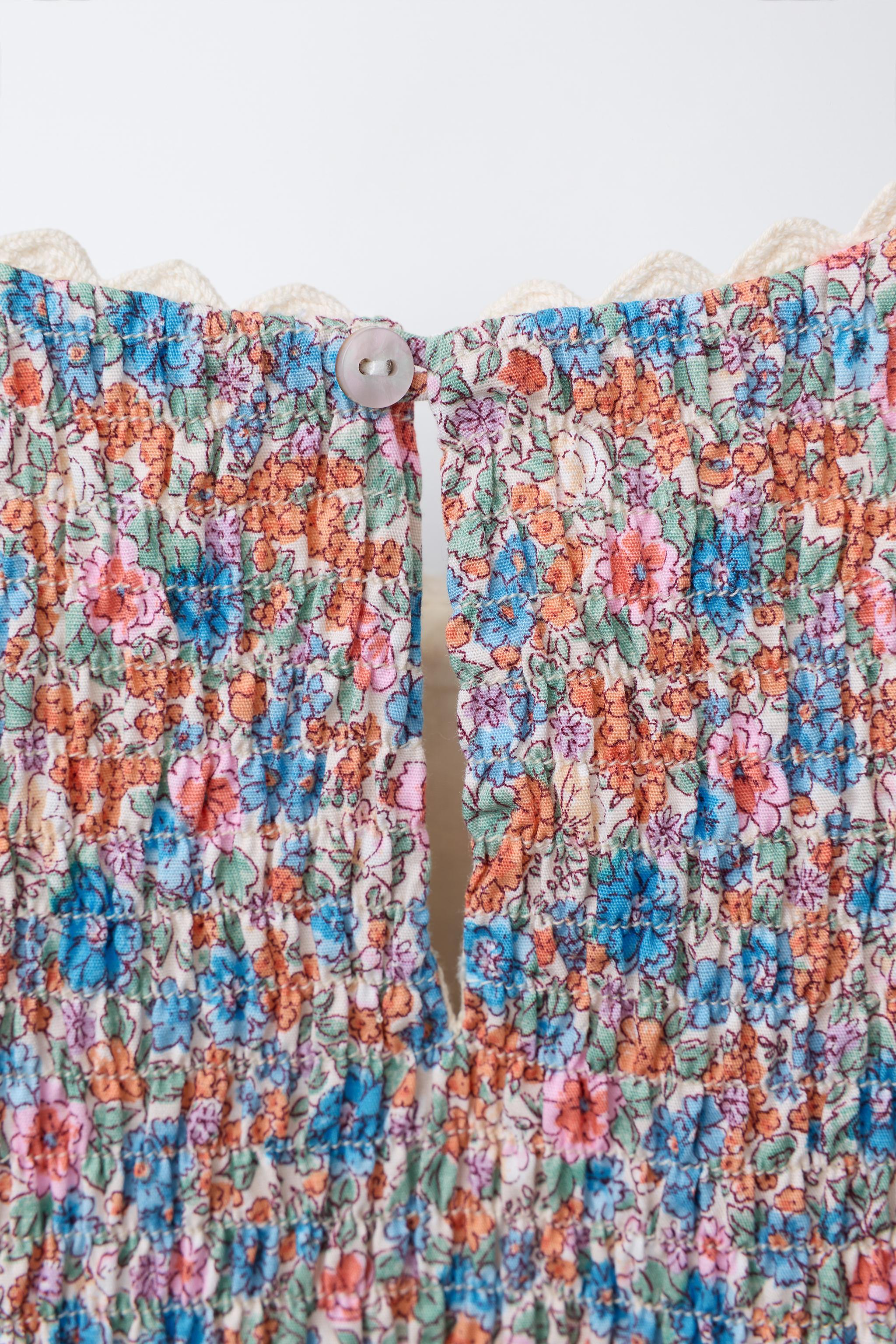 WAVY TRIM FLORAL DRESS