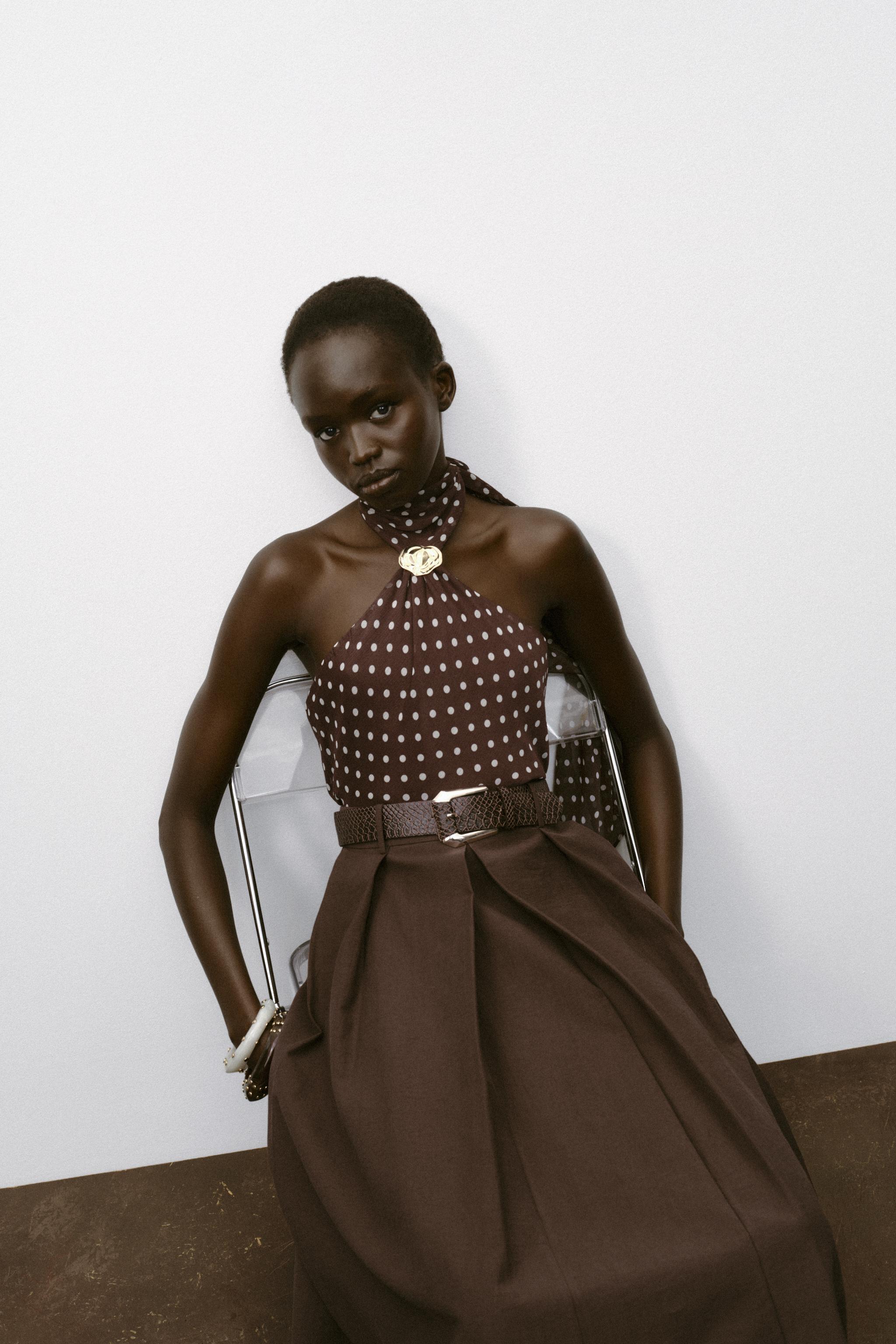 BELTED MIDI A-LINE SKIRT