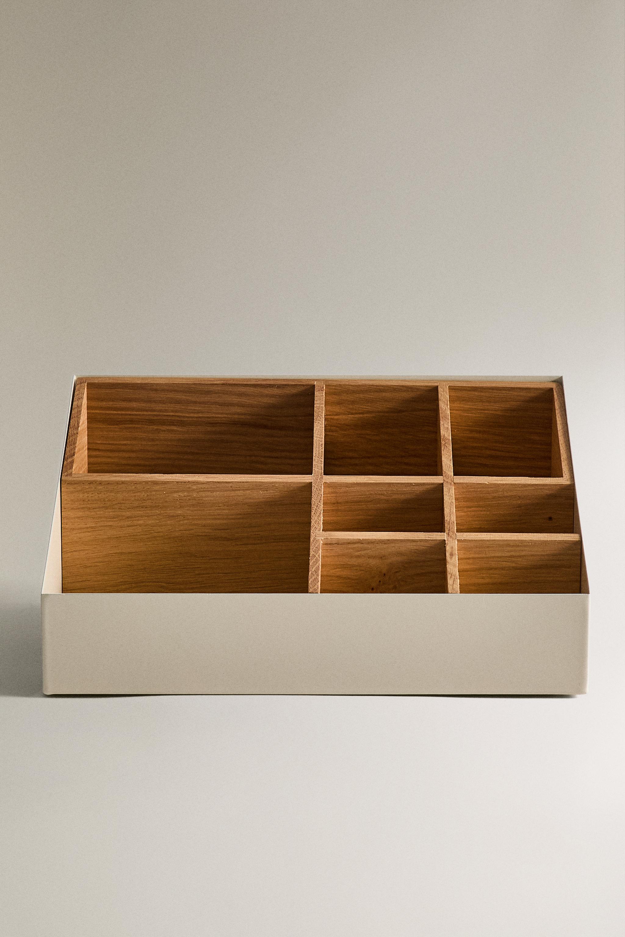 WOOD AND METAL ORGANIZER BOX