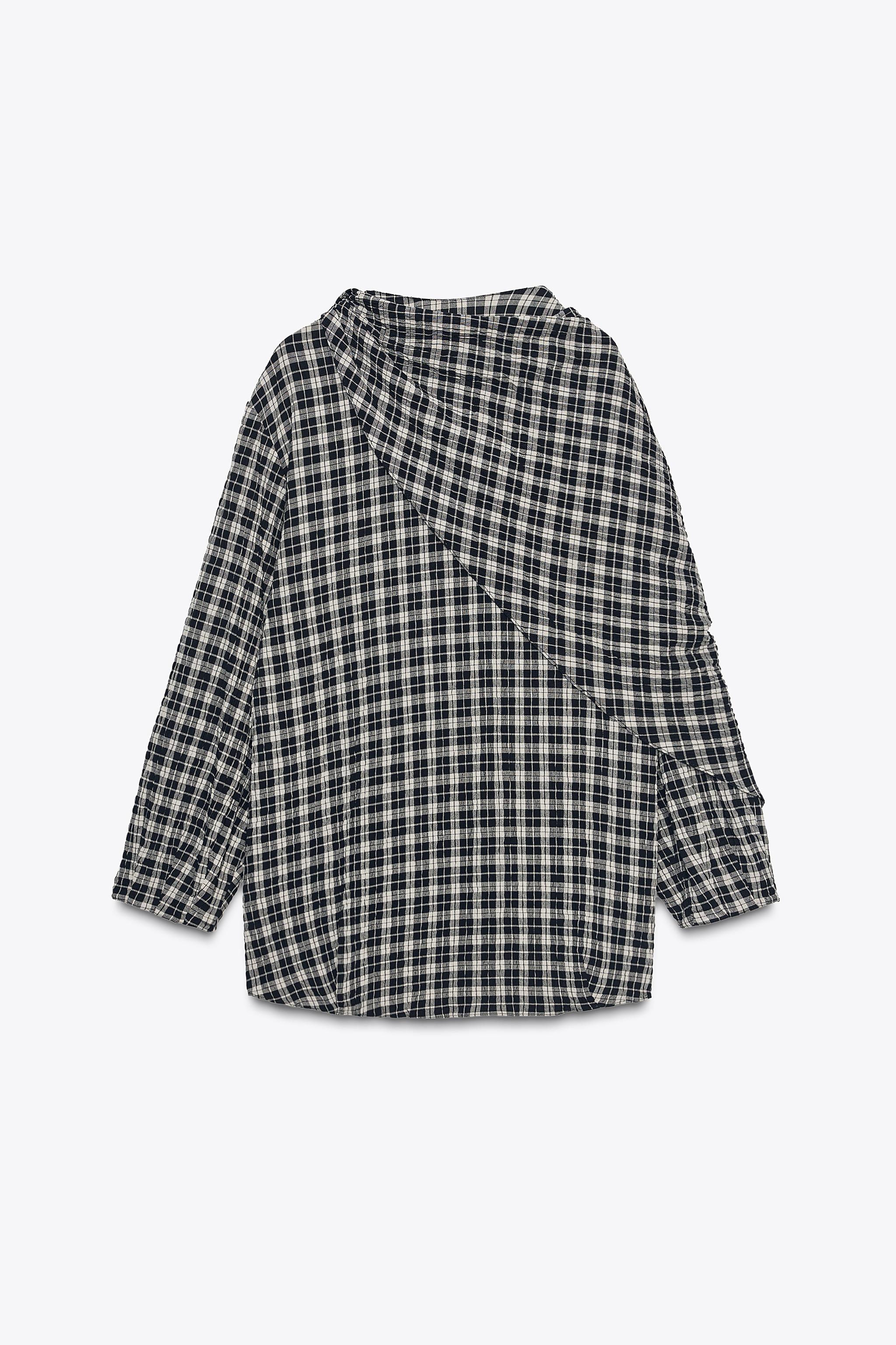 ZW COLLECTION PLAID SCARF SHIRT