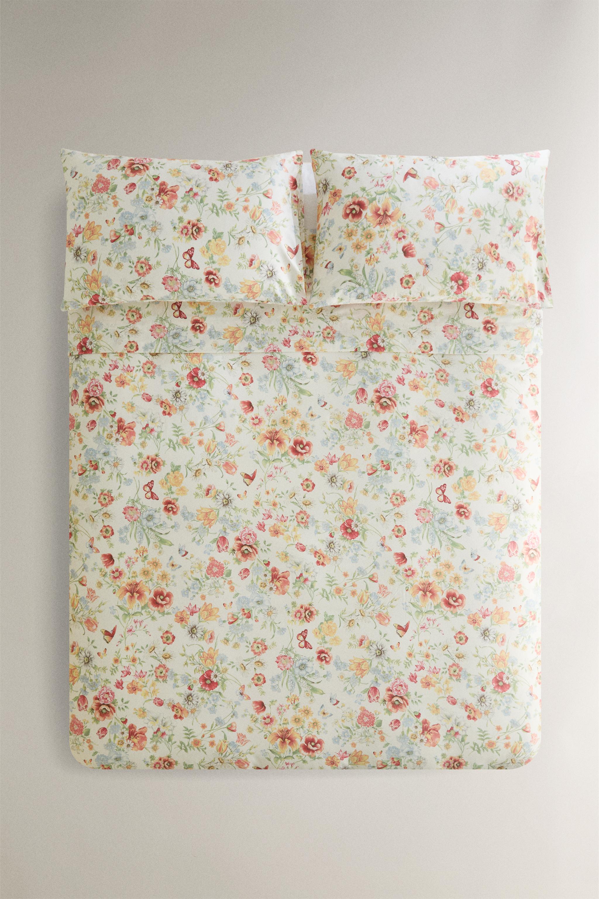 FLORAL PRINT SATEEN DUVET COVER