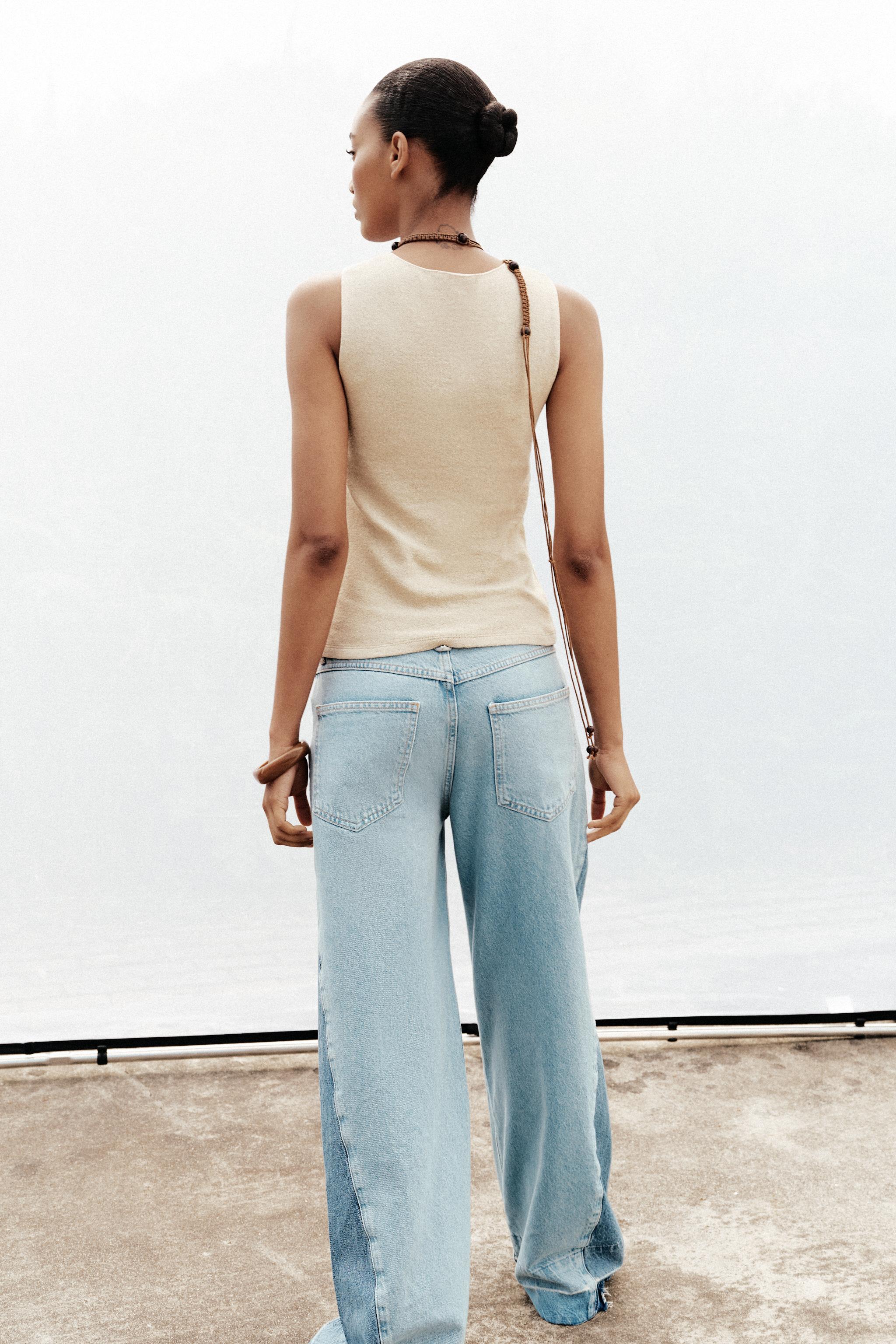 Z1975 CONTRAST MID-RISE WIDE LEG JEANS