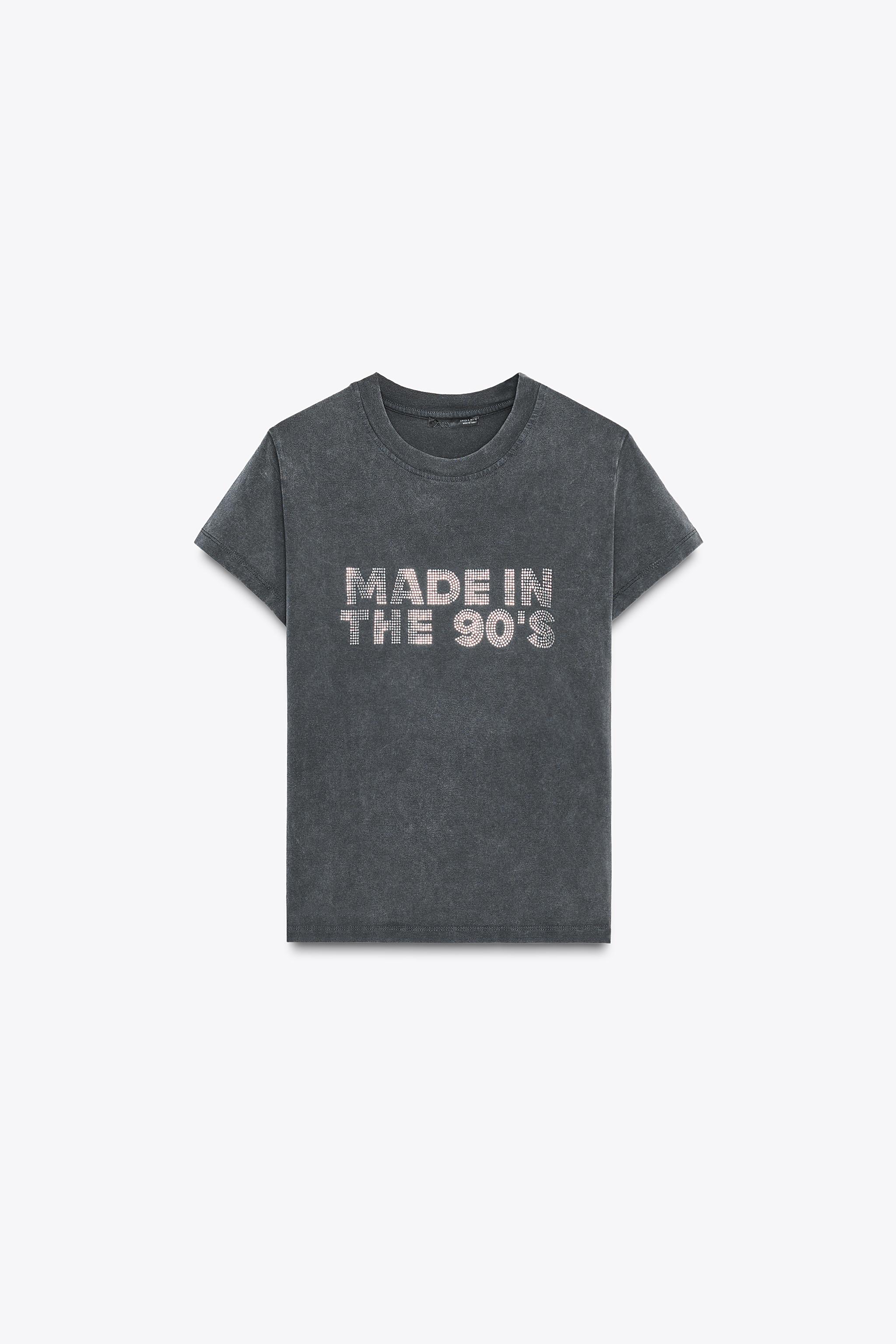 WASHED EFFECT RHINESTONE T-SHIRT