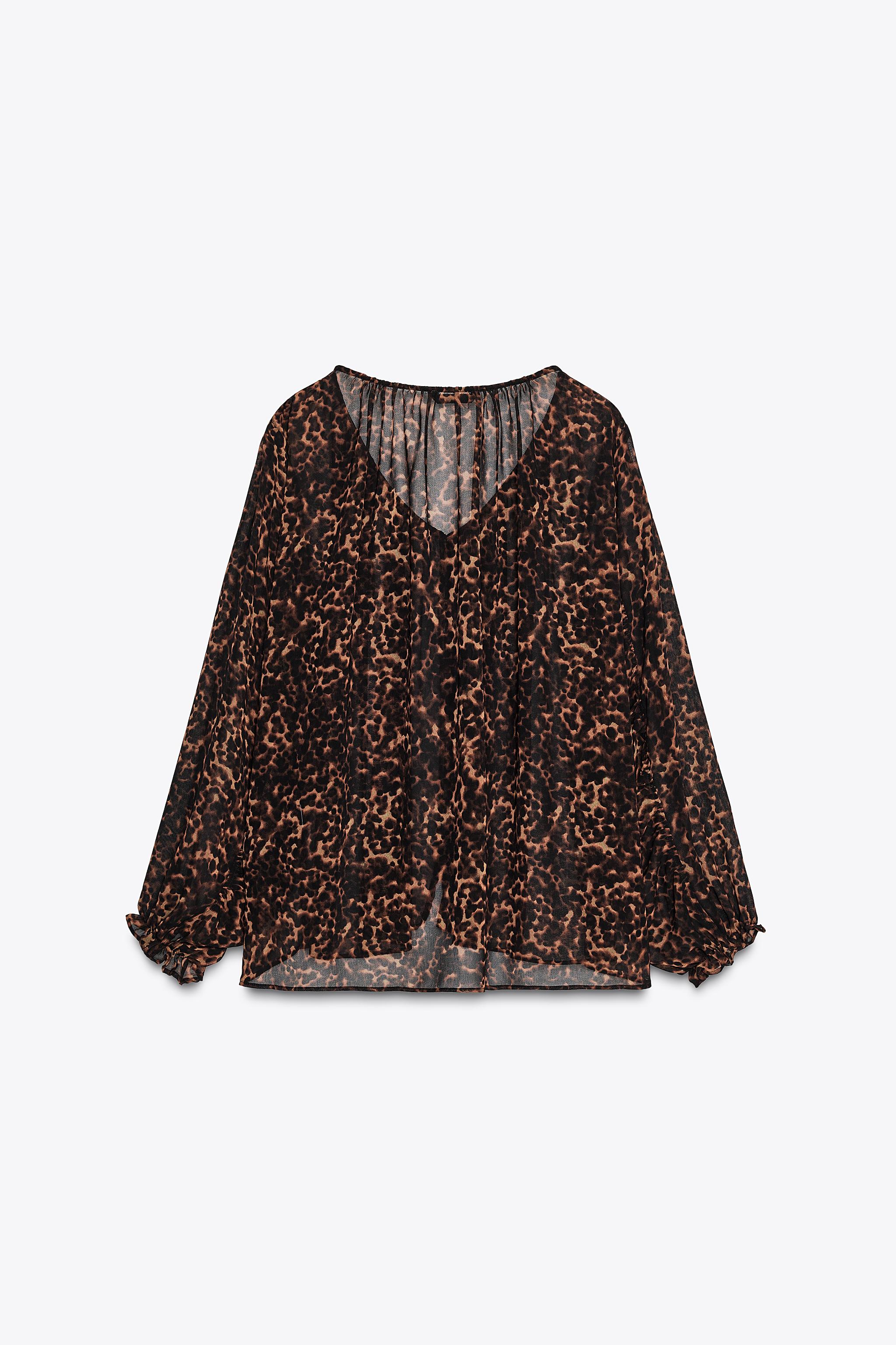 ANIMAL PRINT SEMI-SHEER BLOUSE