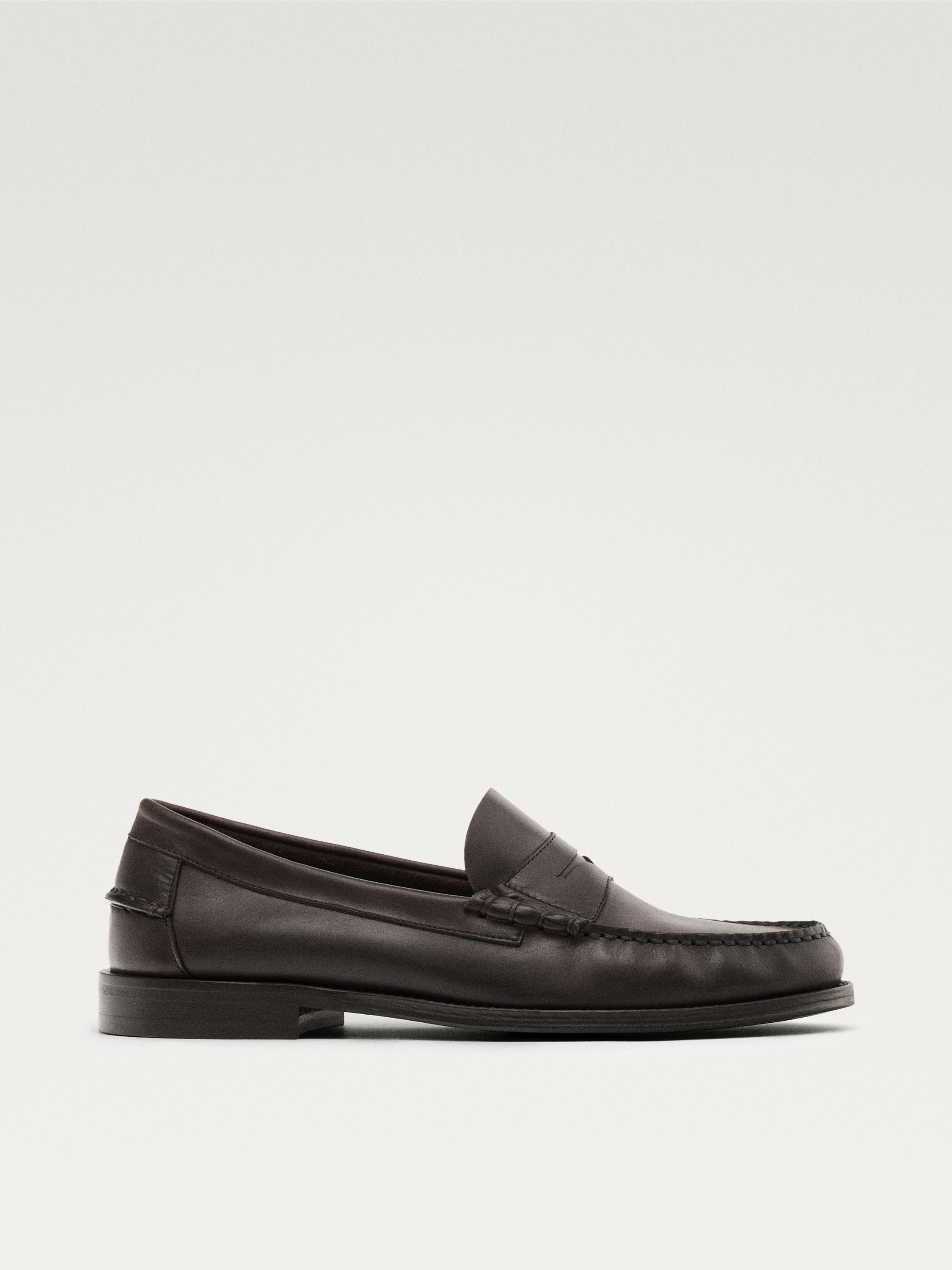 Oiled leather penny strap loafers