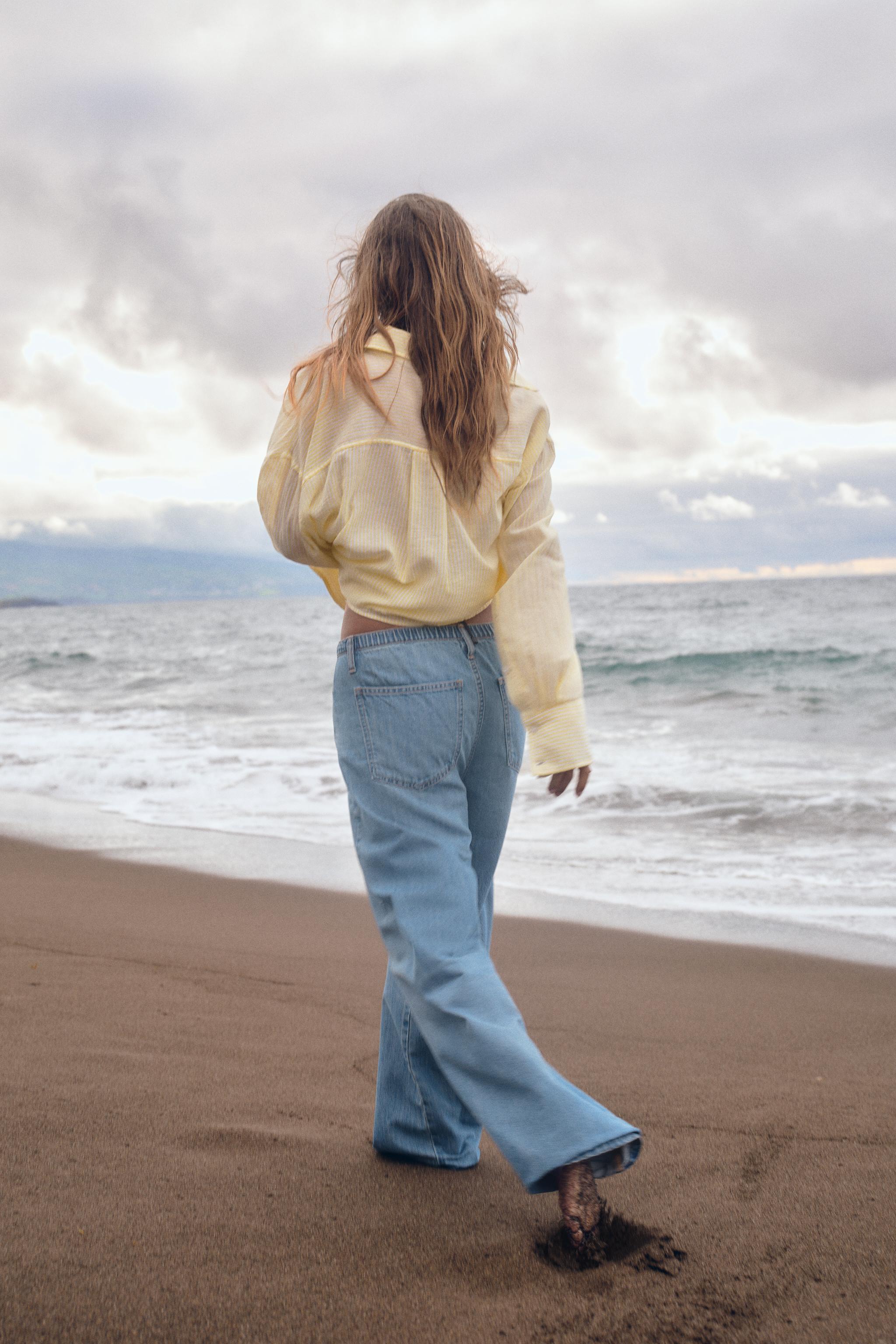 TRF FLOWY DRAWSTRING DENIM PANTS