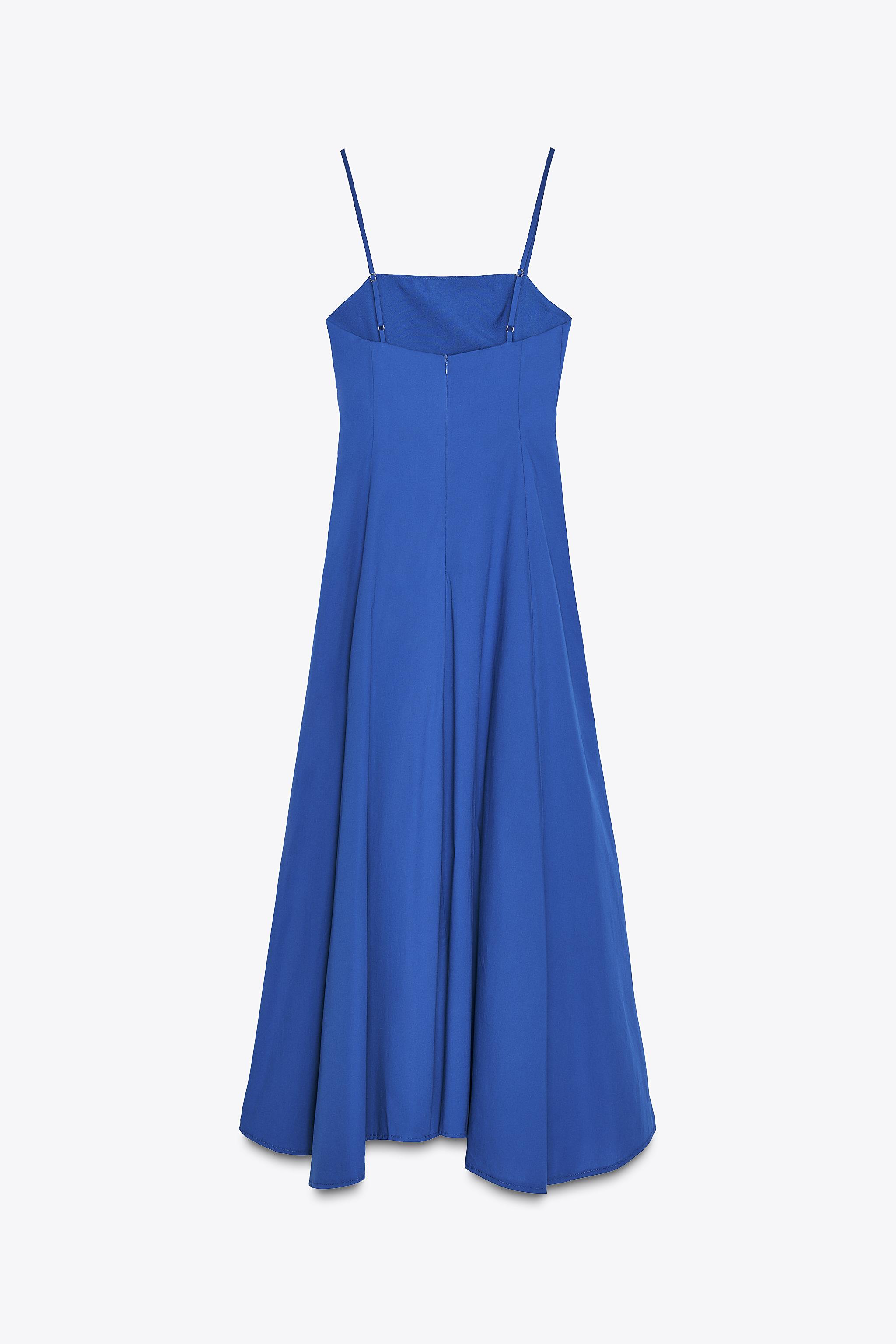 ASYMMETRIC POPLIN MIDI DRESS