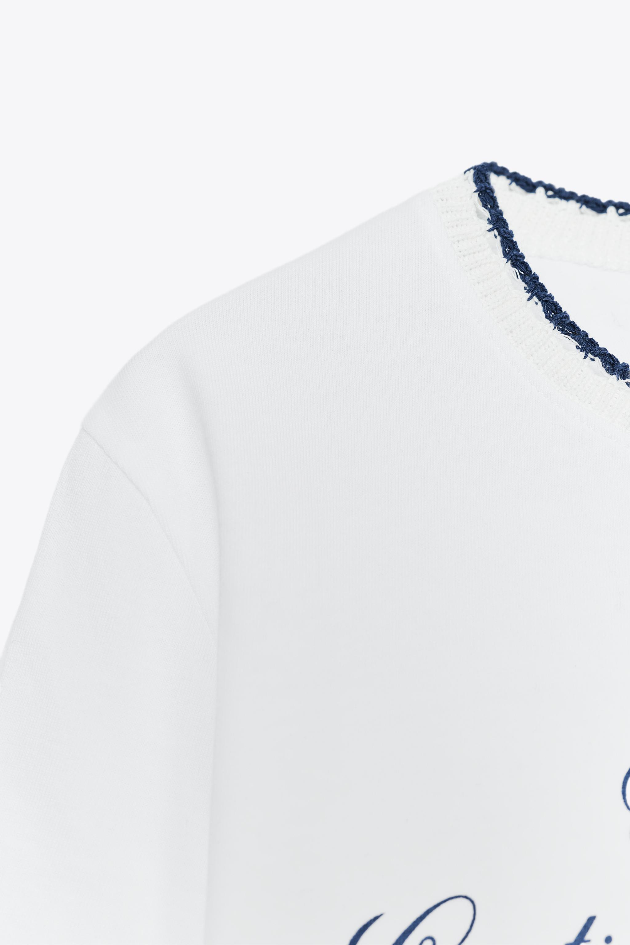 TEXT T-SHIRT WITH KNIT COLLAR