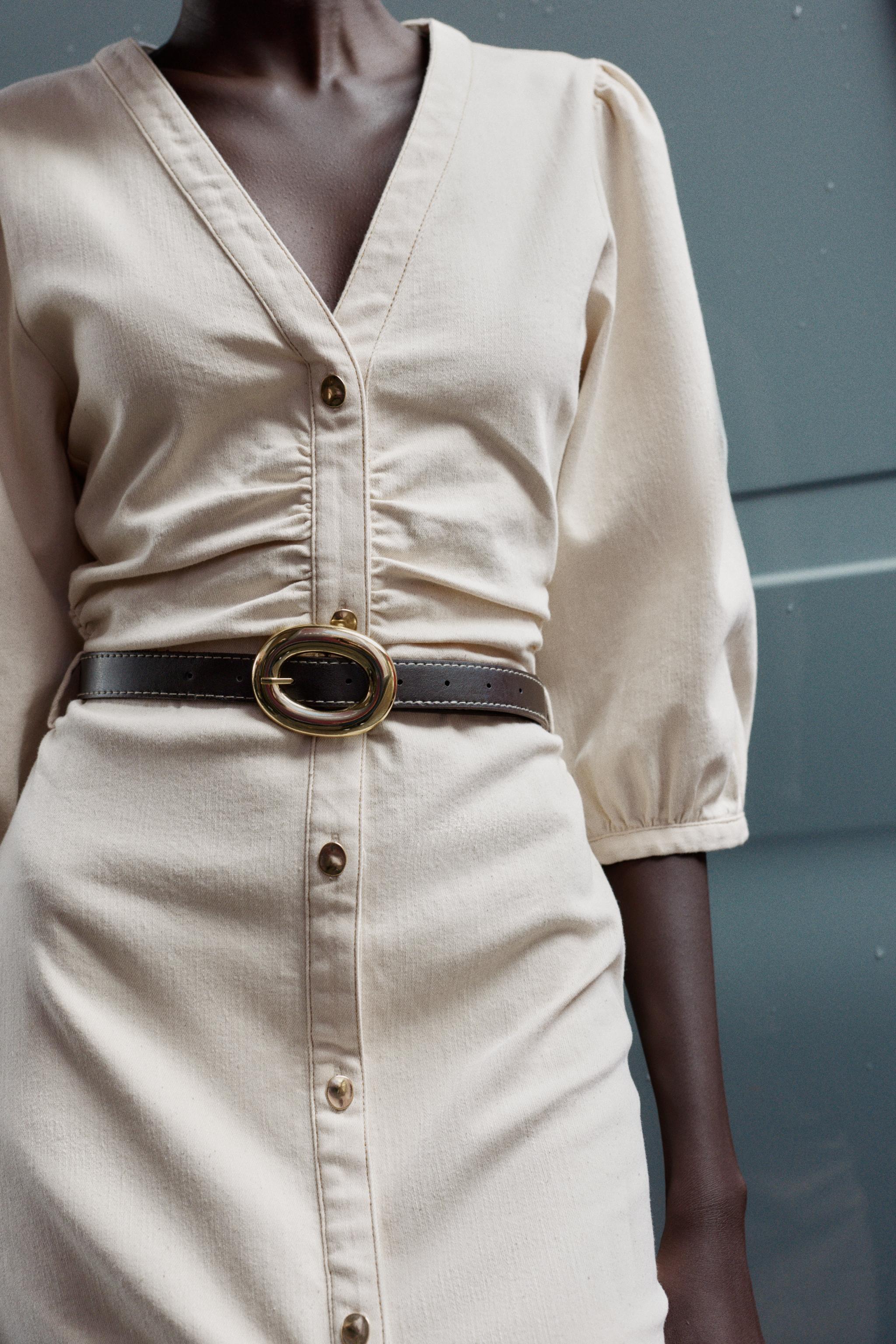 BELTED BALLOON SLEEVE MIDI DRESS