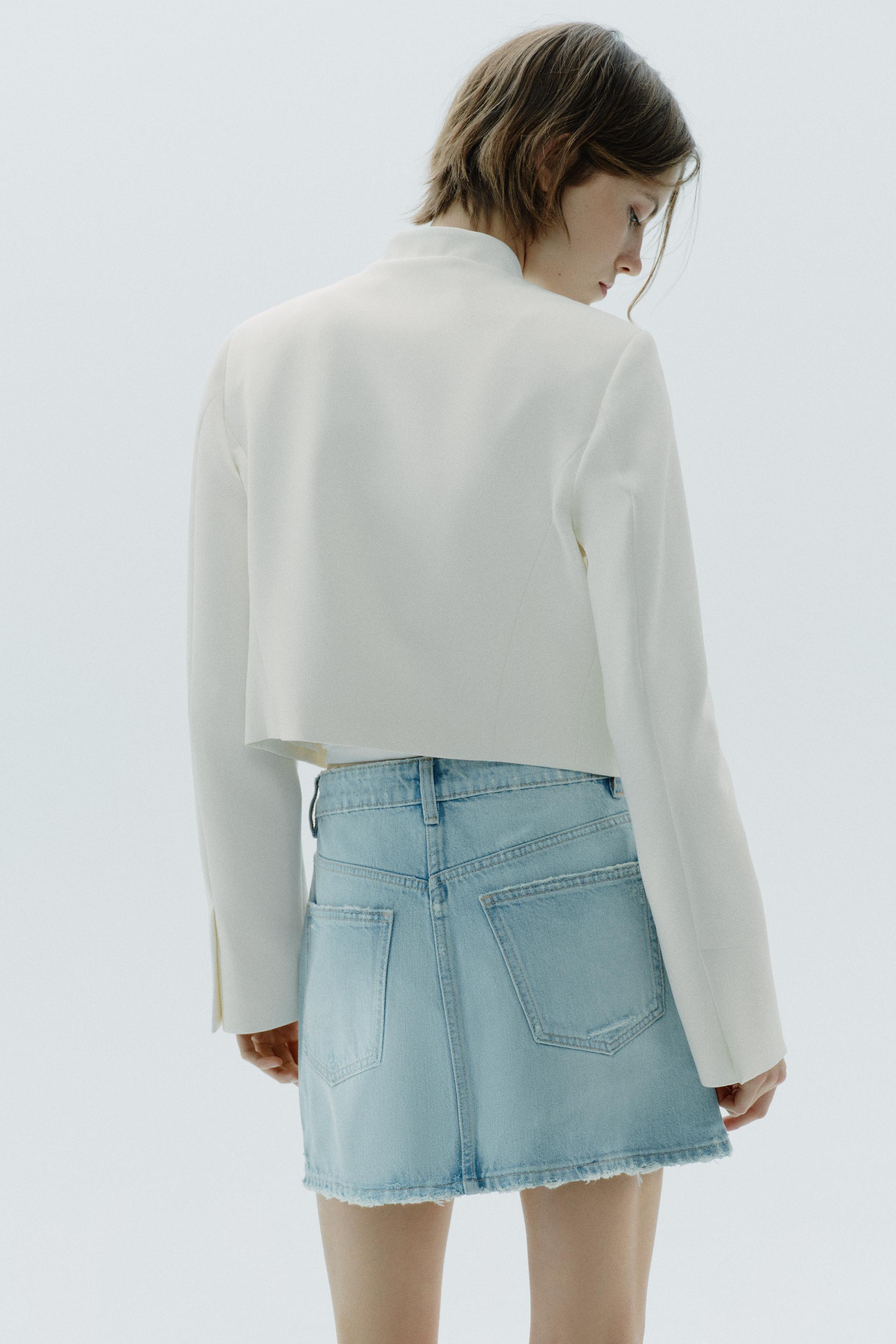 RIPPED TRF DENIM SKIRT