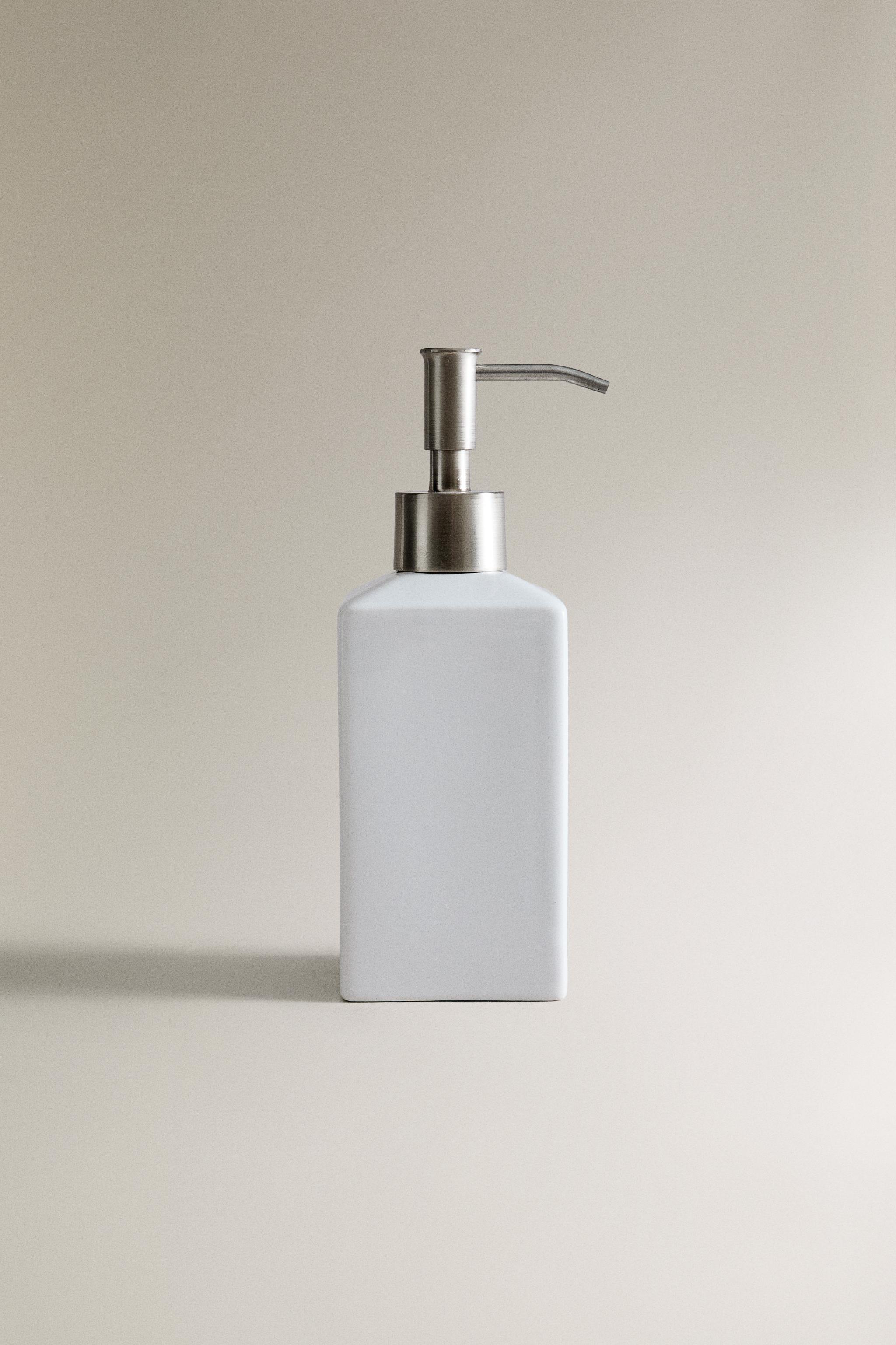 WHITE EARTHENWARE SOAP DISPENSER