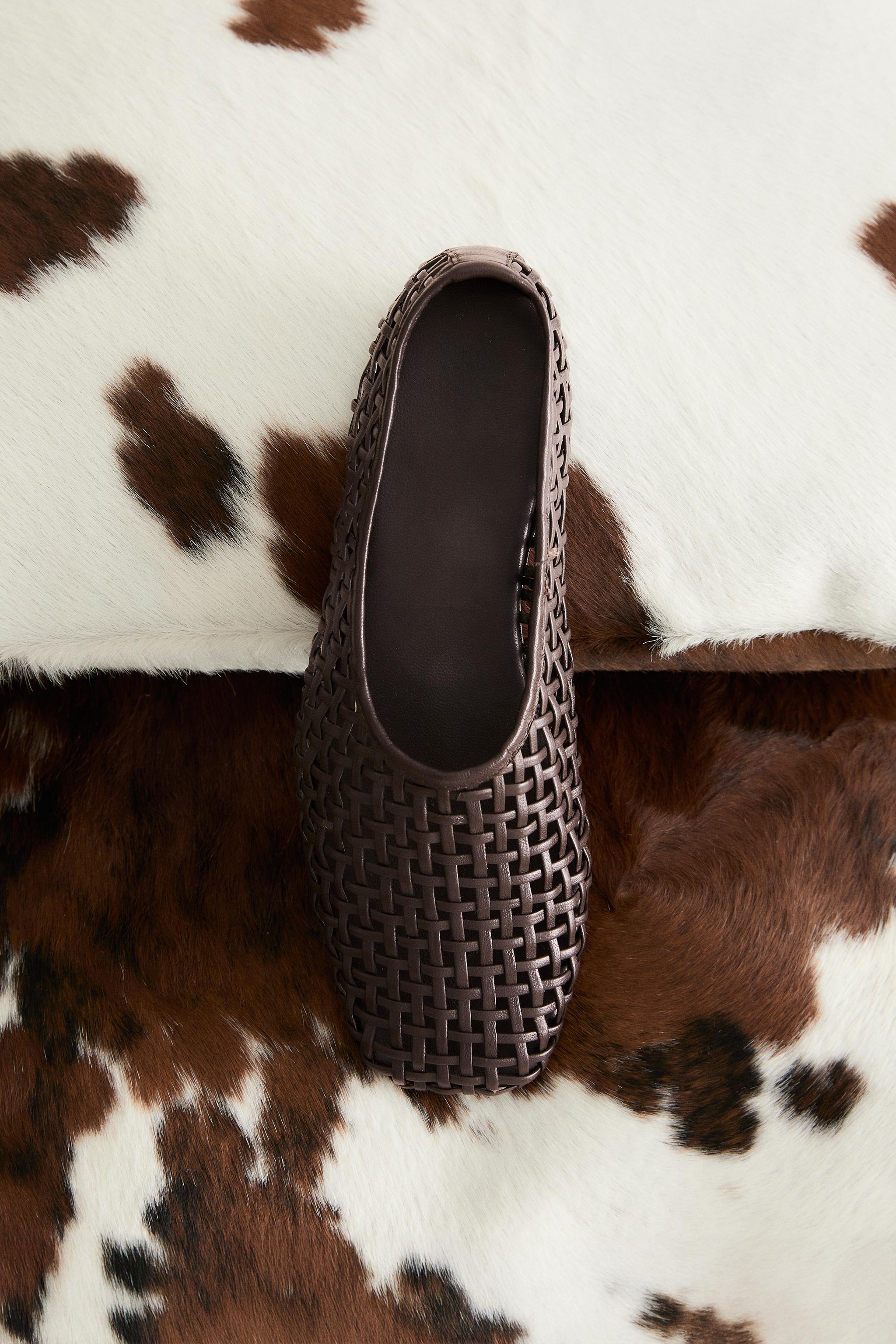 BRAIDED LEATHER BALLET FLATS