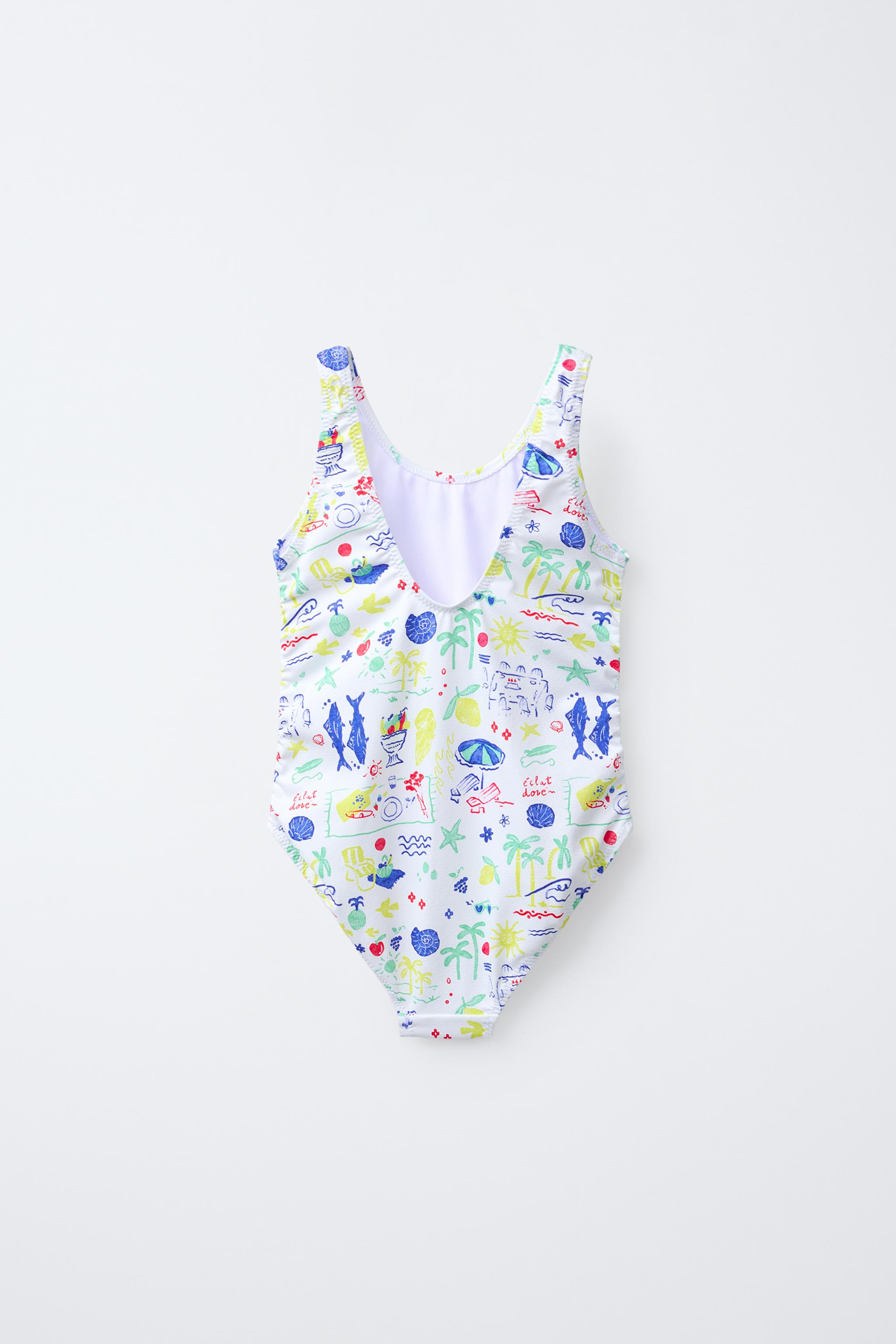 6-14 YEARS/ BEACH PRINT SWIMSUIT