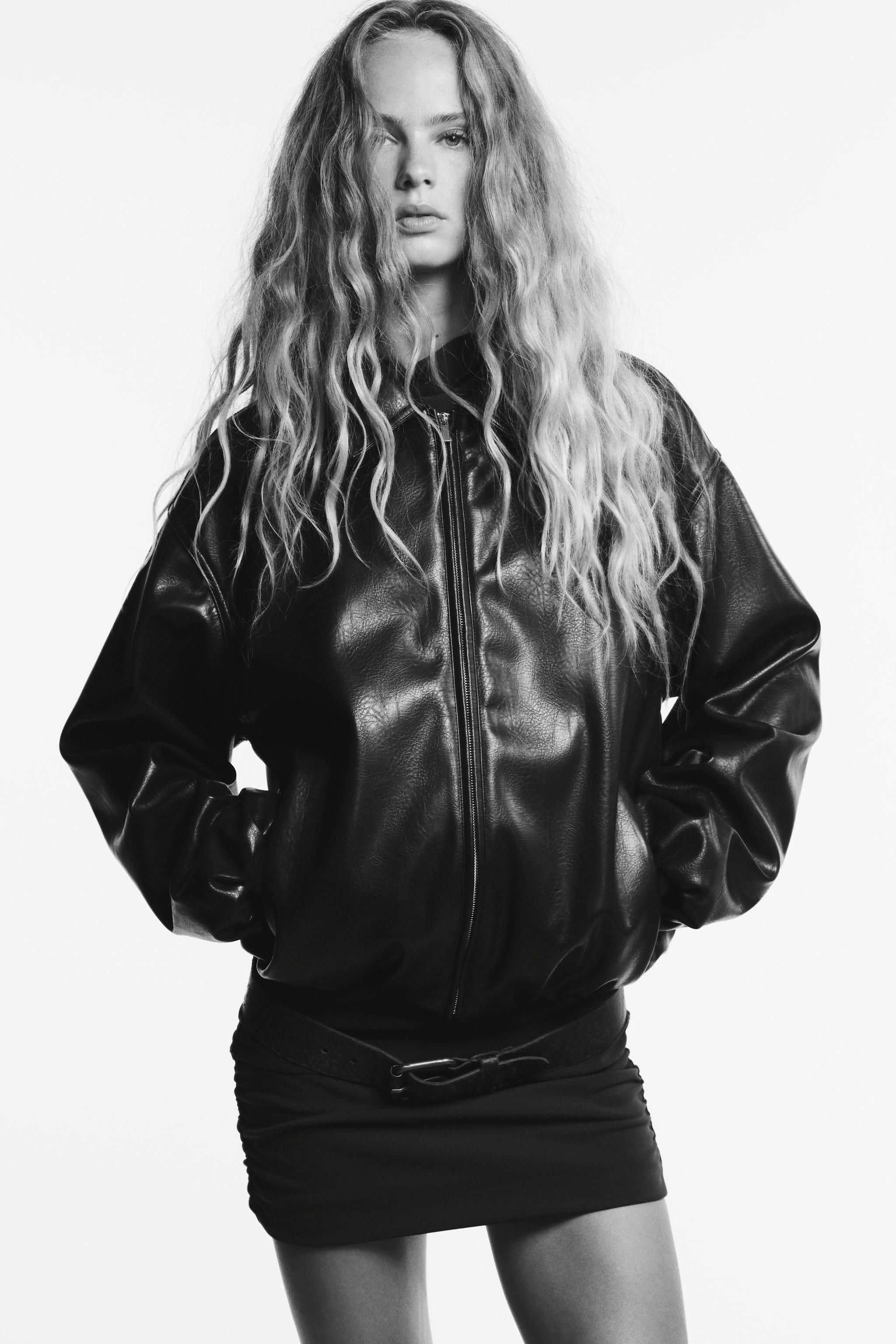 FAUX LEATHER BOMBER JACKET