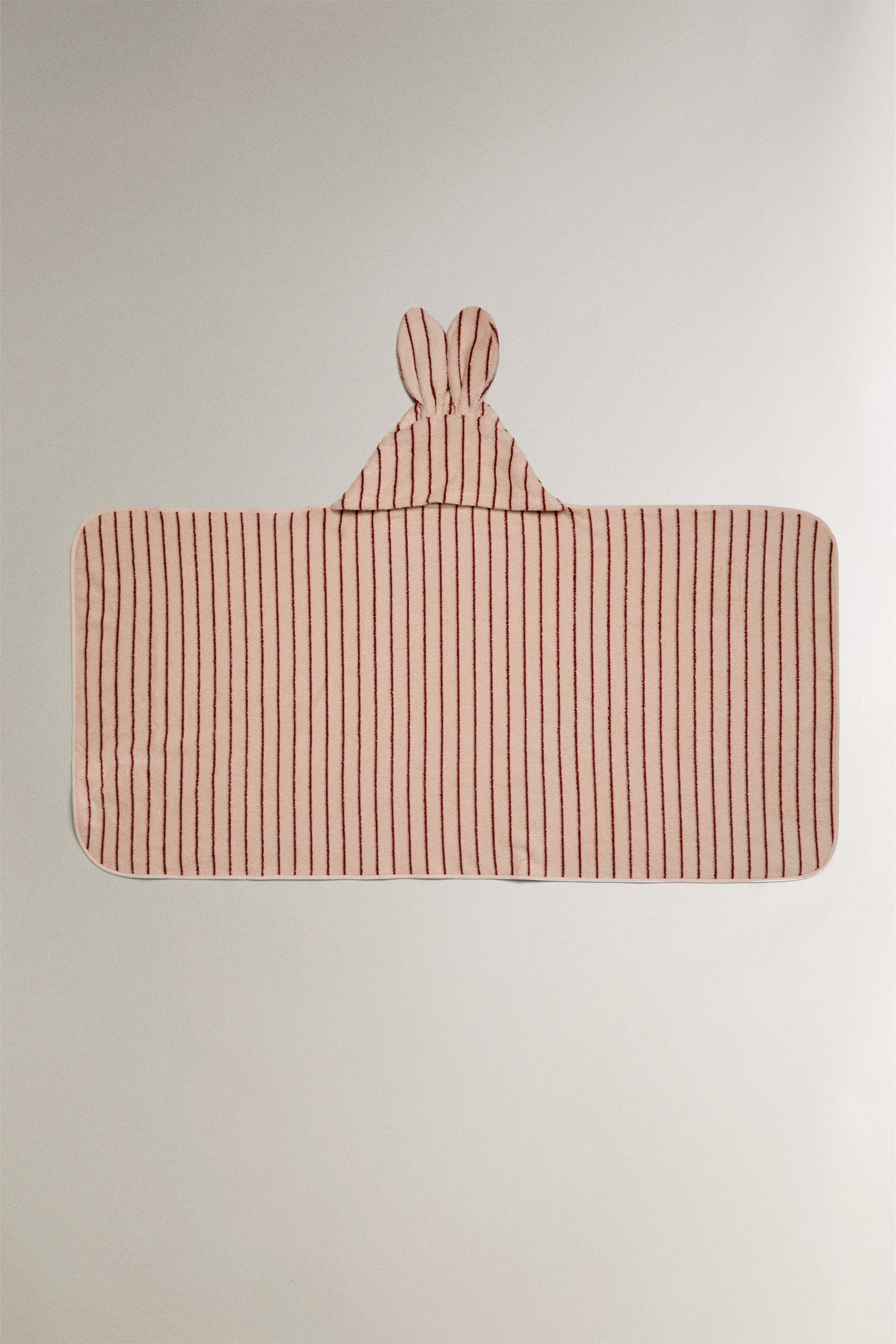 HOODED VELOUR STRIPED BATH TOWEL