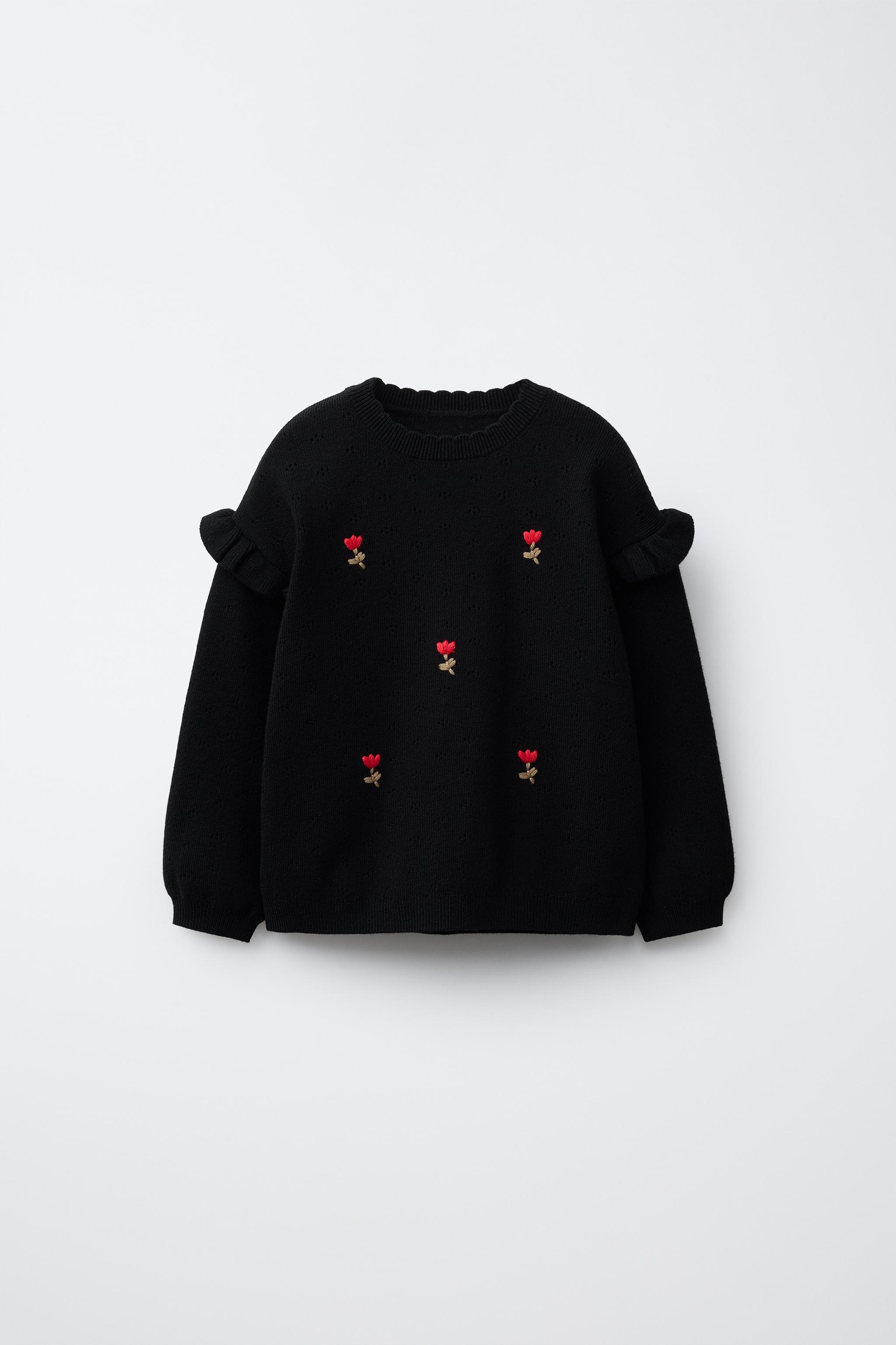 FLORAL EMBROIDERED KNIT SWEATER