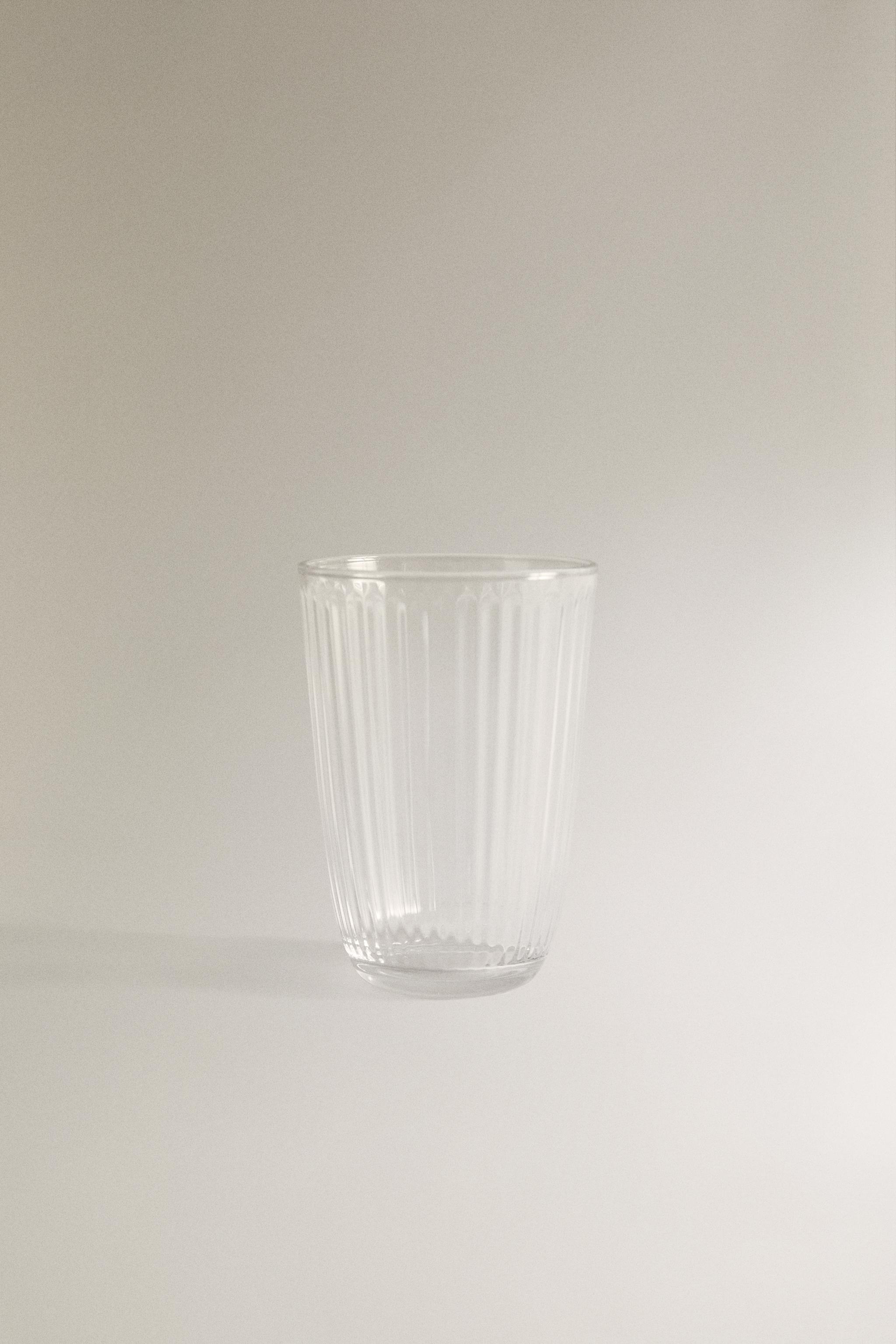 LINE-DESIGN GLASS SOFT DRINK TUMBLER