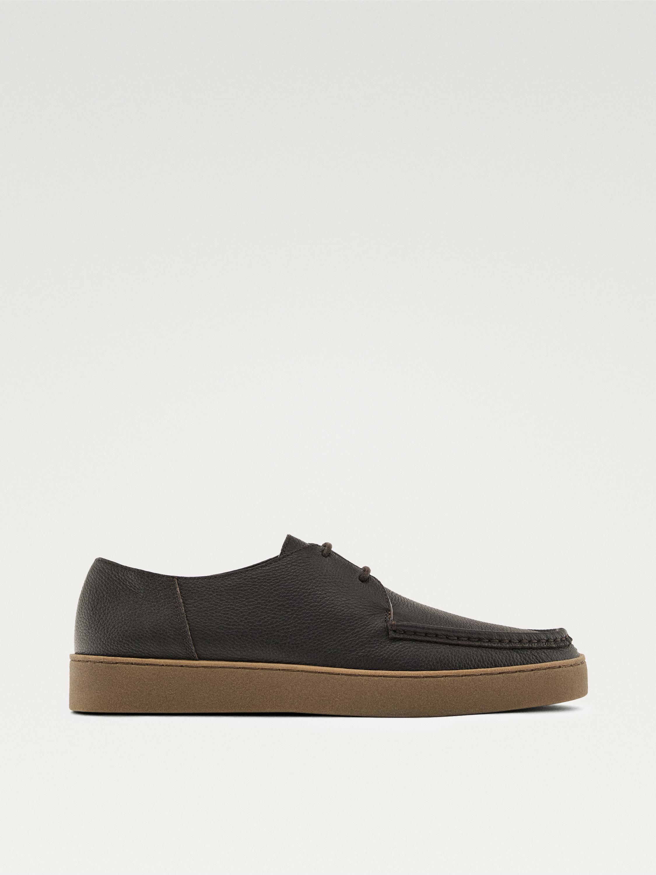 Tumbled nappa leather moc toe shoes