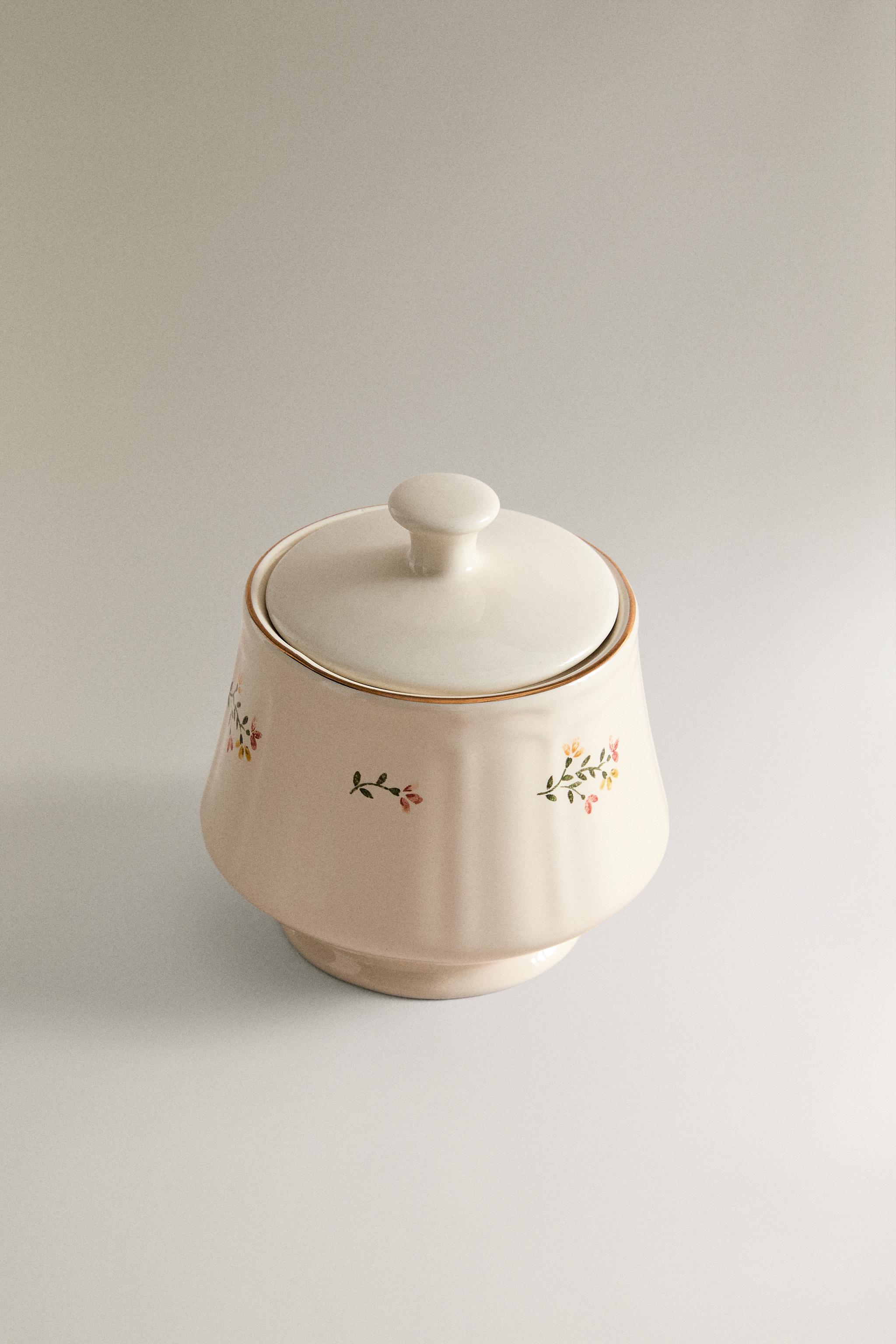 FLORAL PORCELAIN SUGAR BOWL
