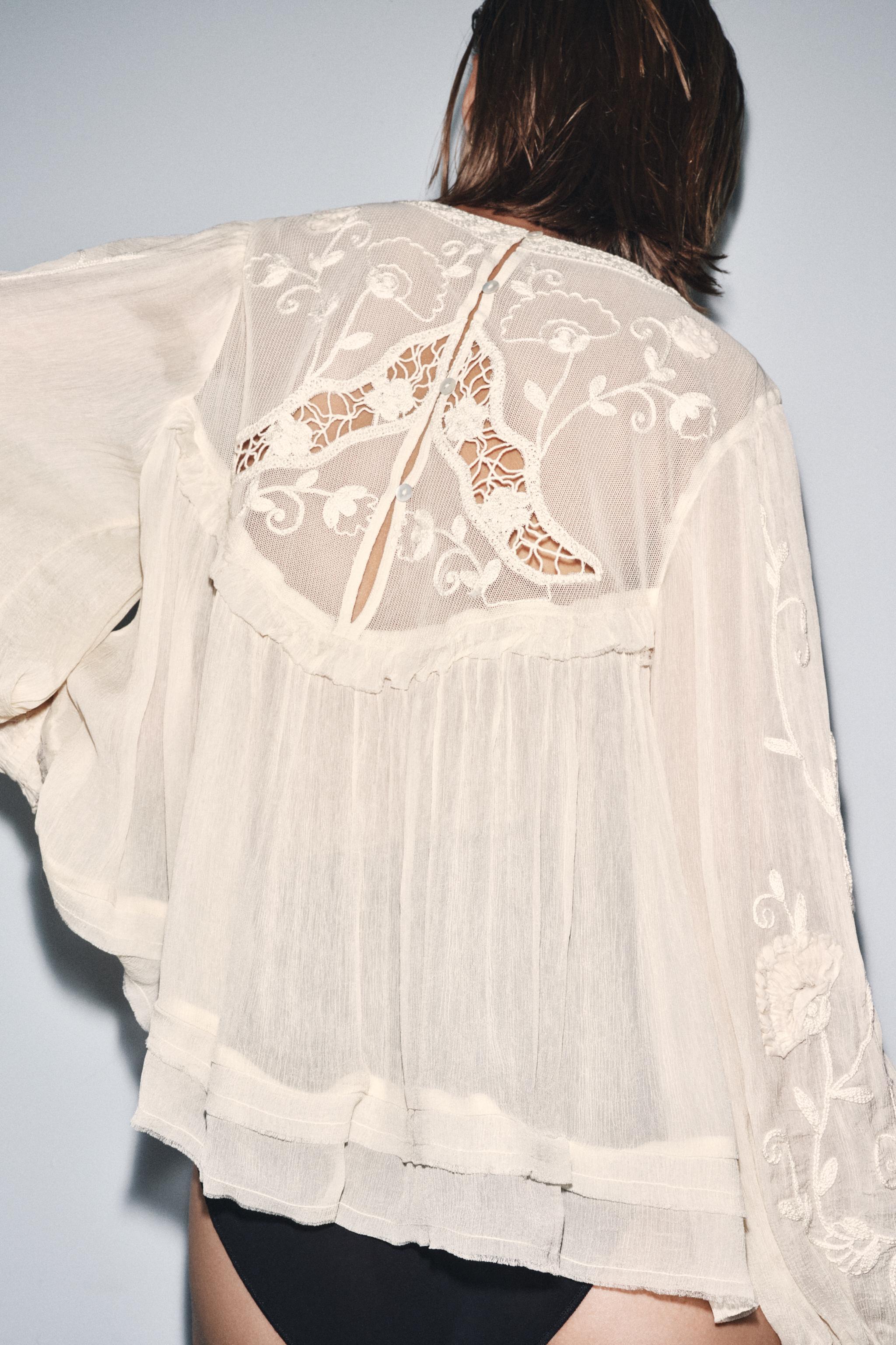 EMBROIDERED BEADED STRUCTURE BLOUSE