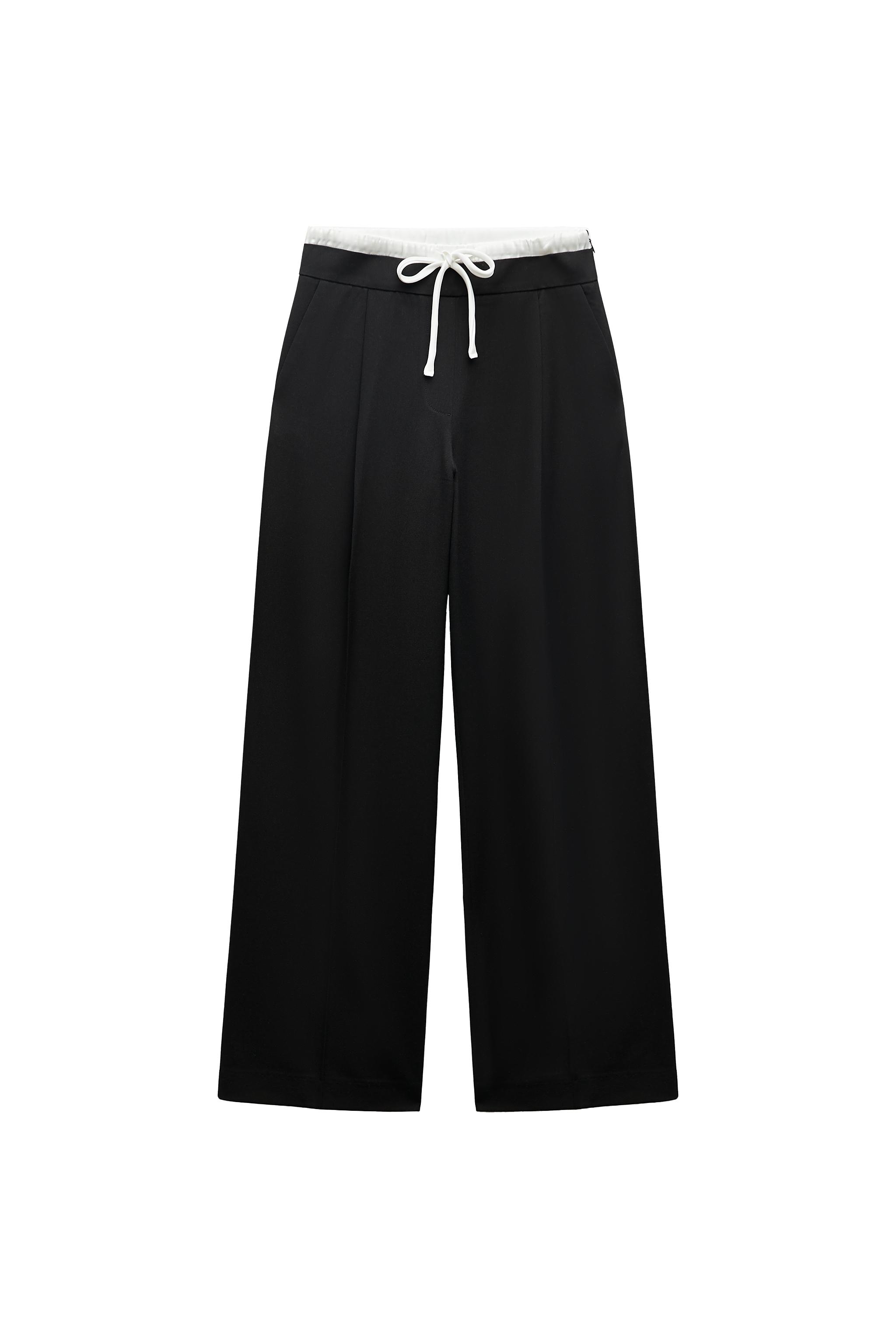 DOUBLE WAIST WIDE LEG PANTS