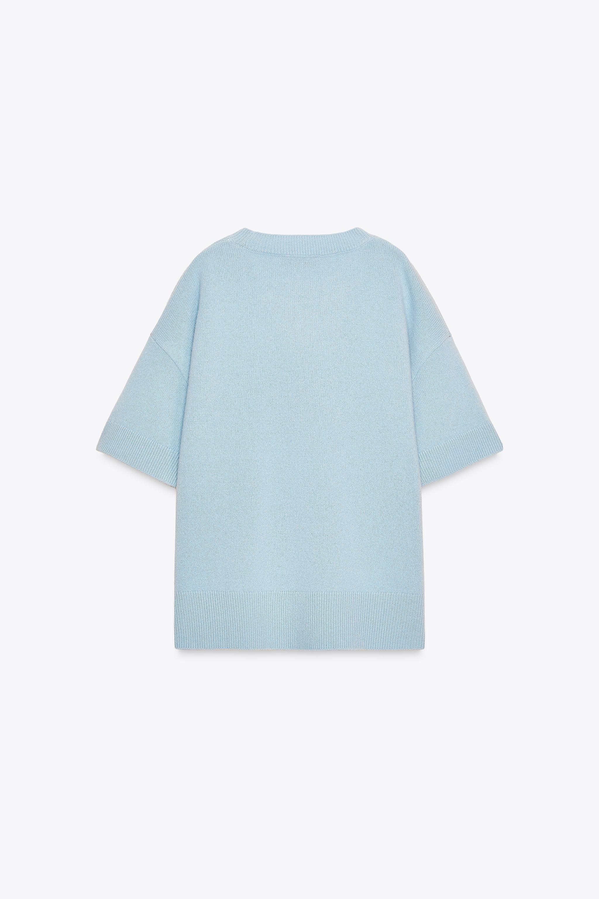 100% WOOL KNIT BASIC SHORT SLEEVE SWEATER