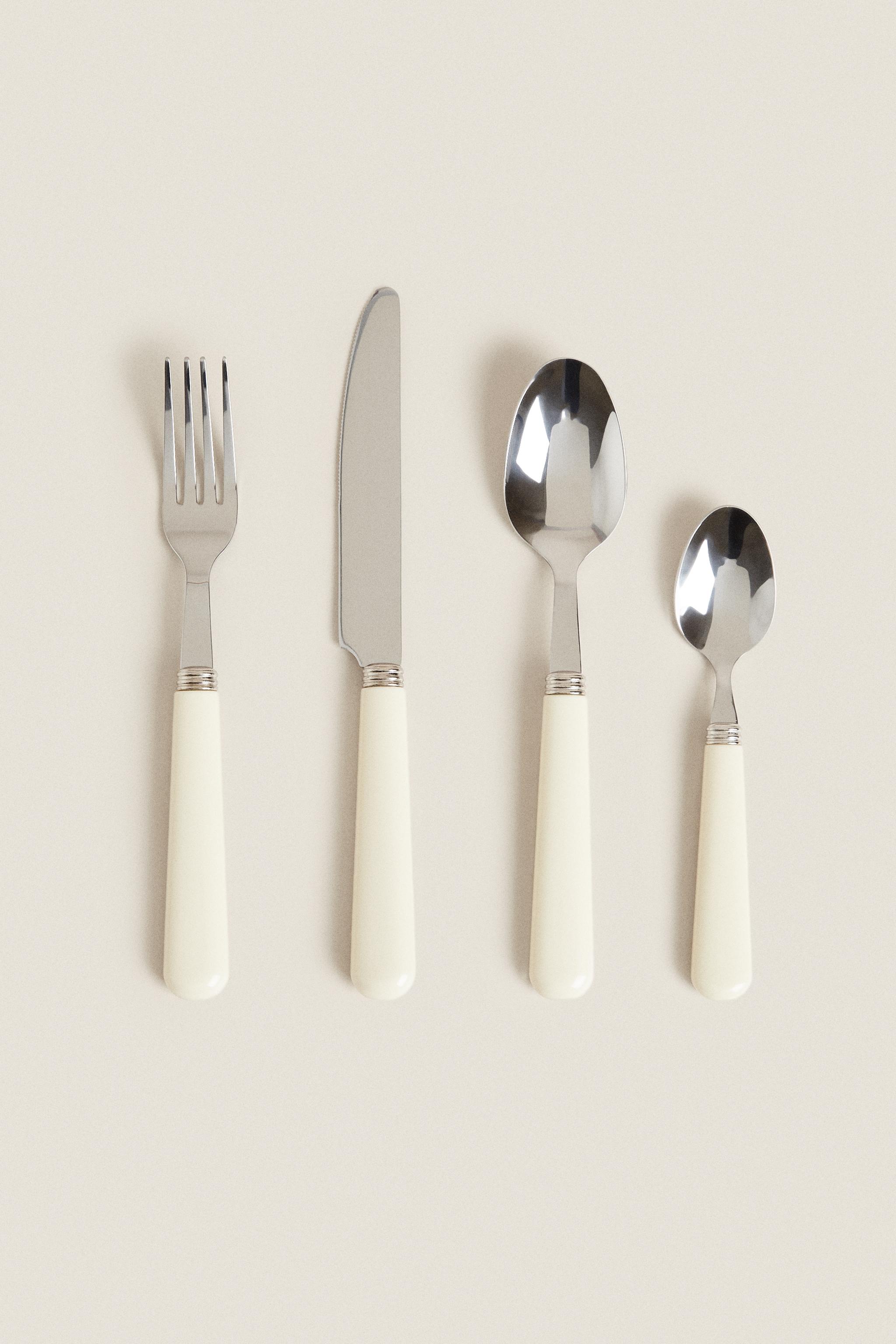 4-PIECE FLATWARE SET WITH COLORED HANDLE