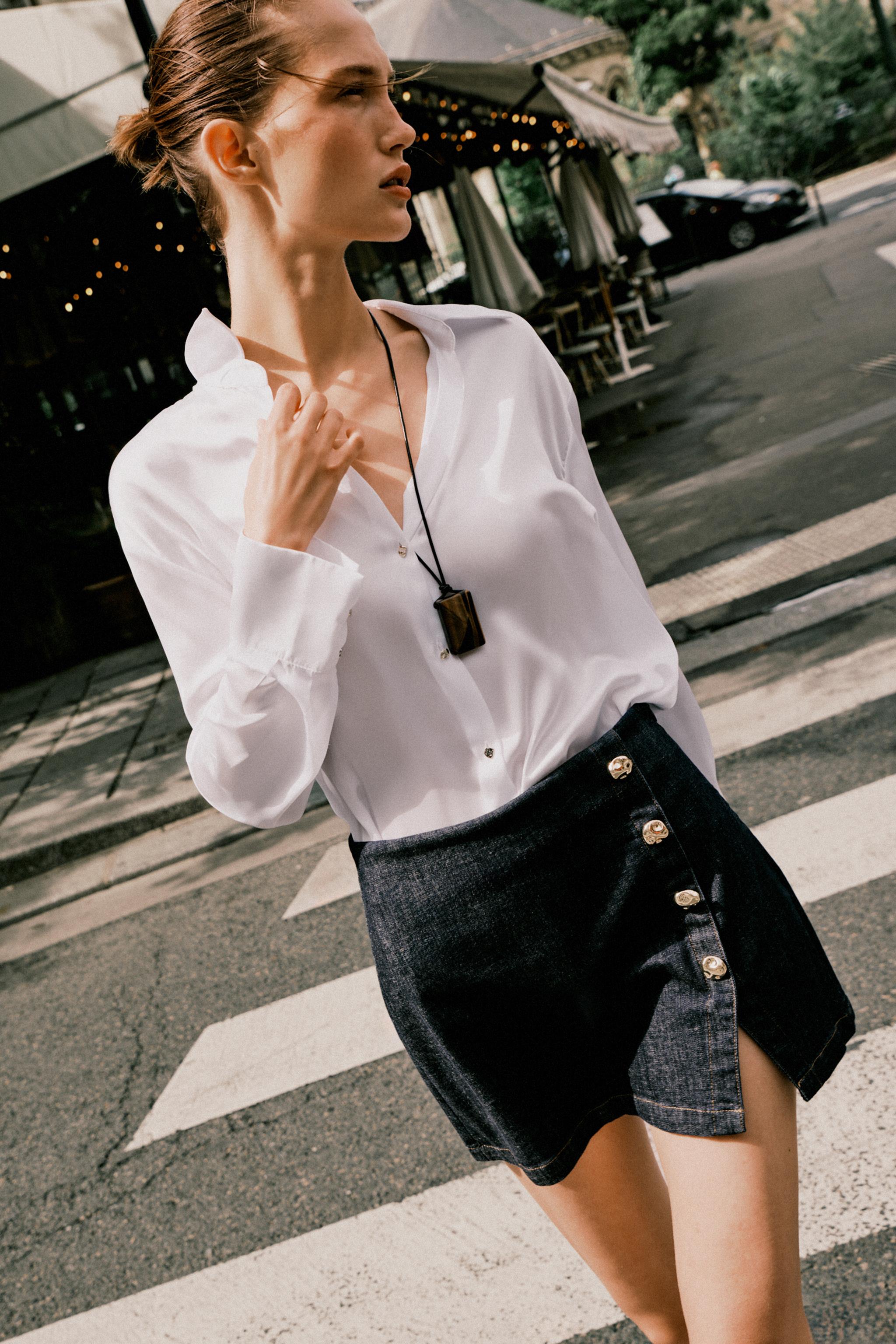 Z1975 DENIM CROSSOVER BUTTON SKORT