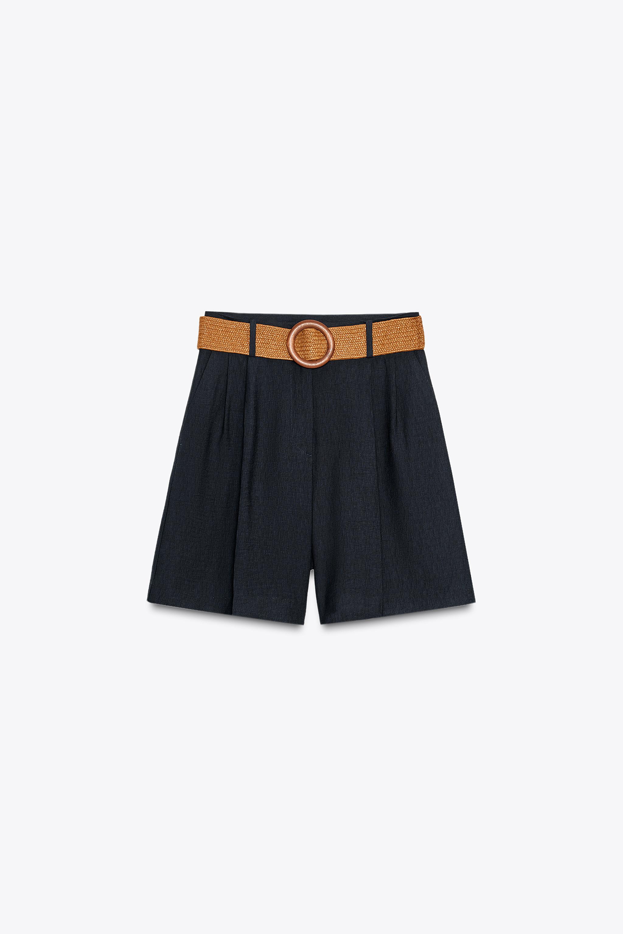 PLEATED BELT SHORTS