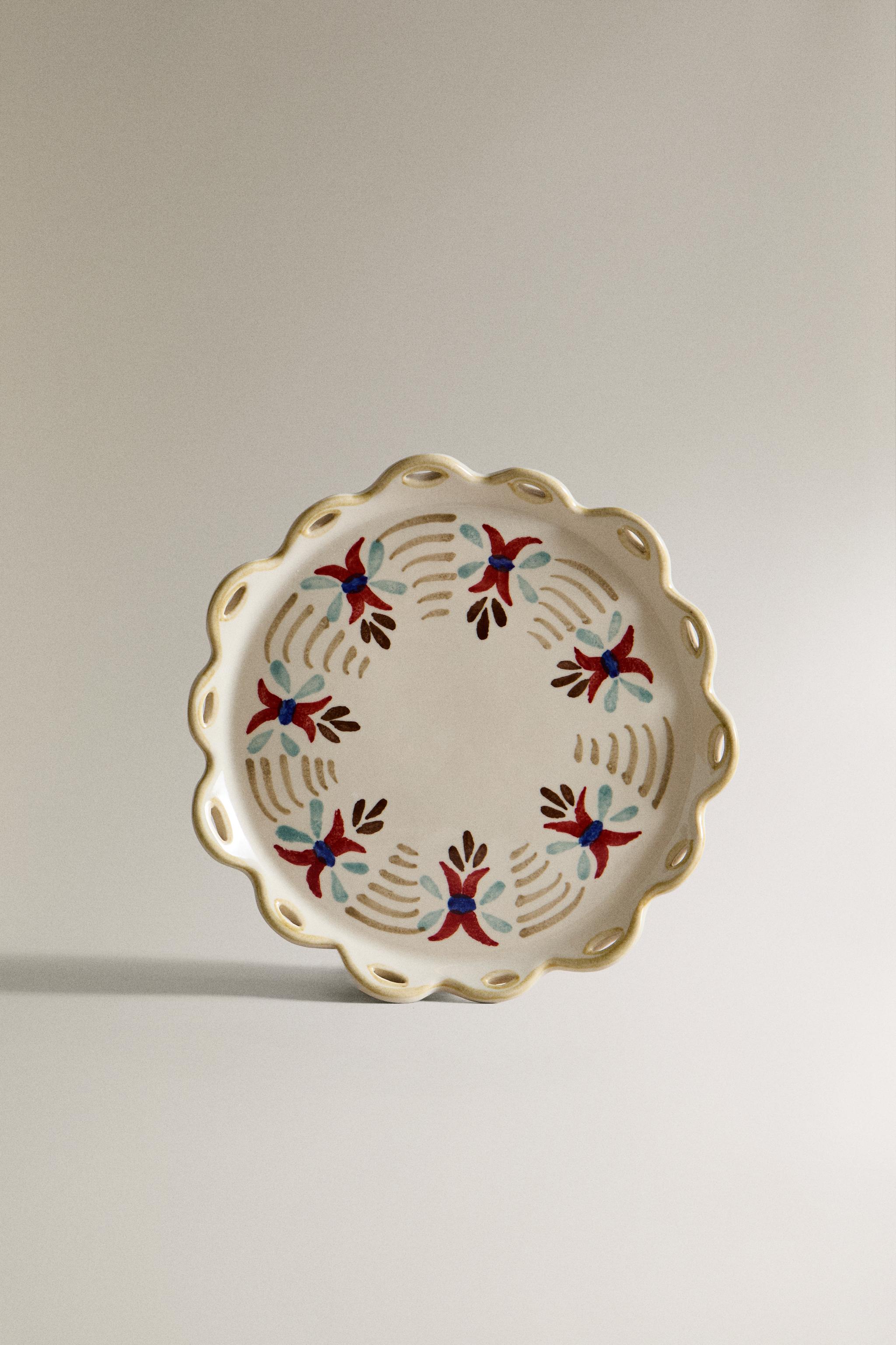 CERAMIC FLORAL DESSERT PLATE