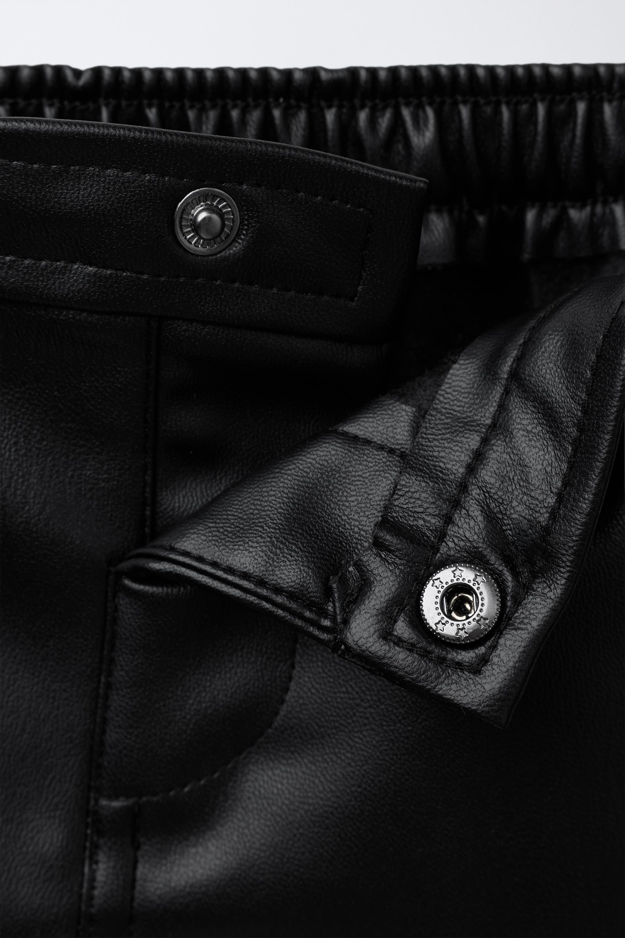 FAUX LEATHER STRAIGHT LEG PANTS WITH BOWS