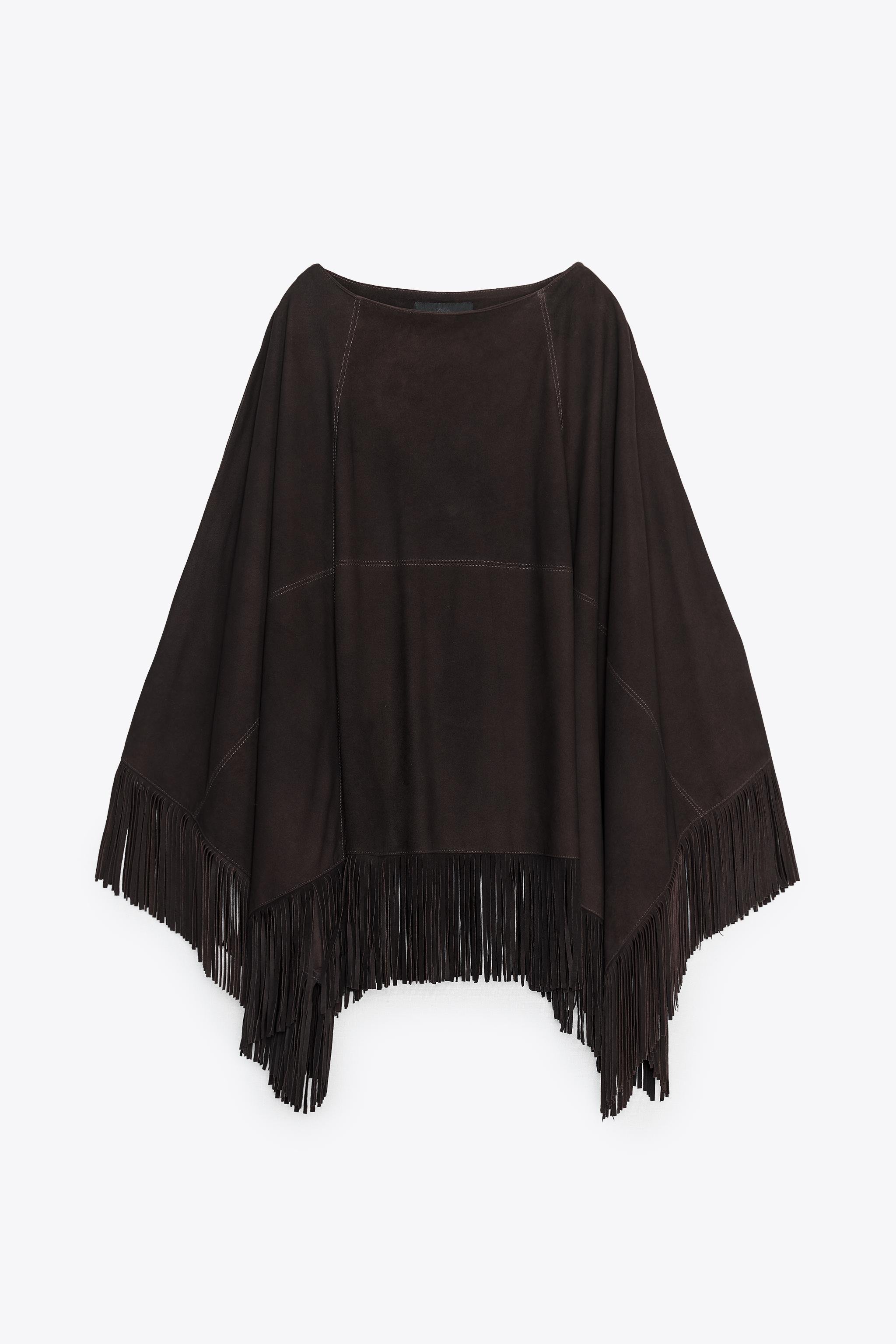 LEATHER FRINGE CAPE