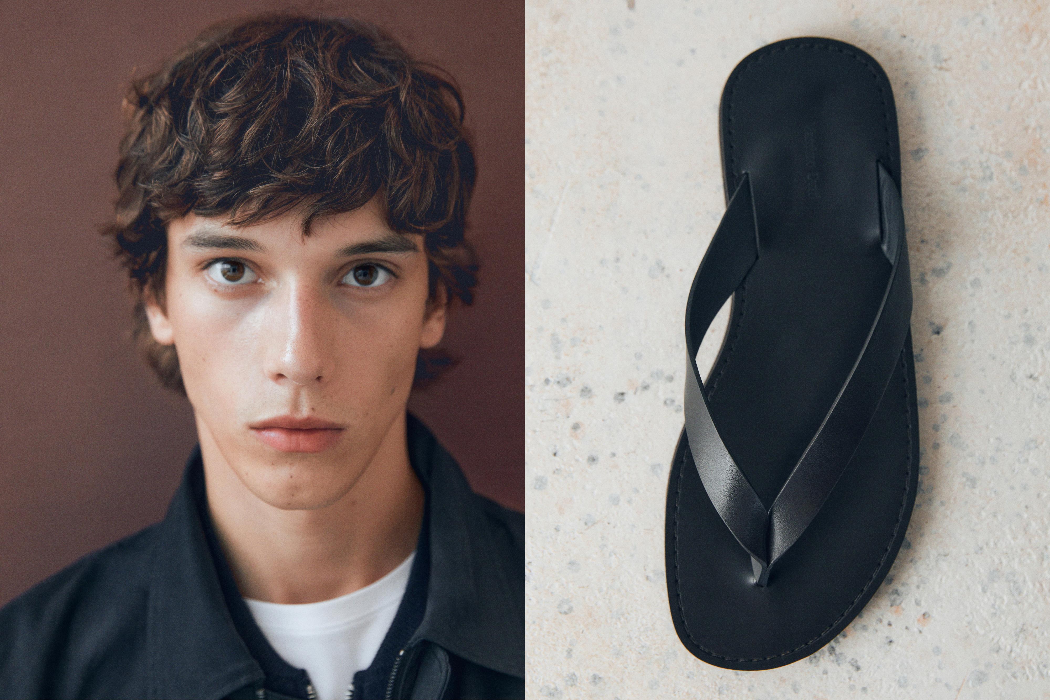 Leather sandals with toe divider