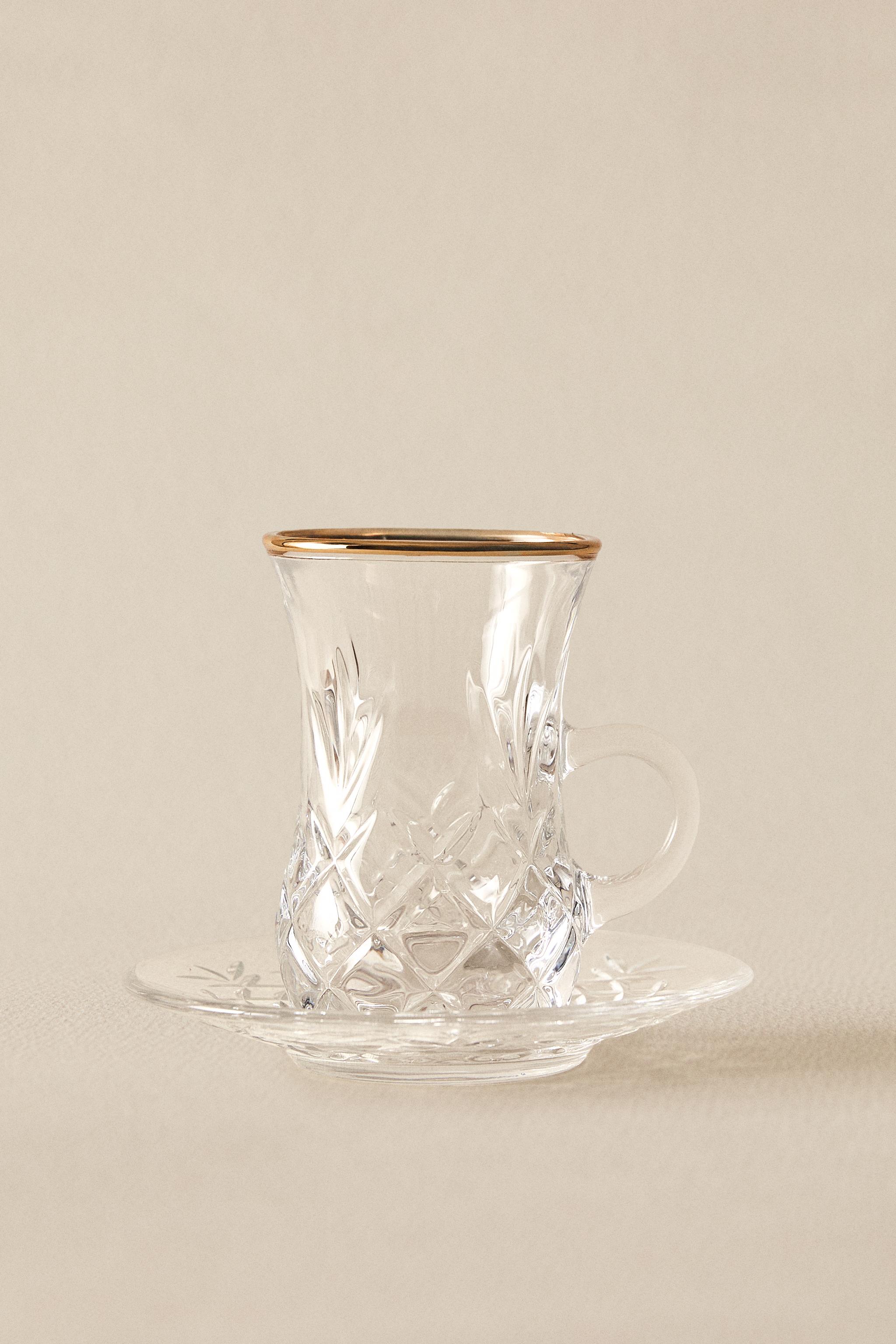ENGRAVED GLASS TEACUP