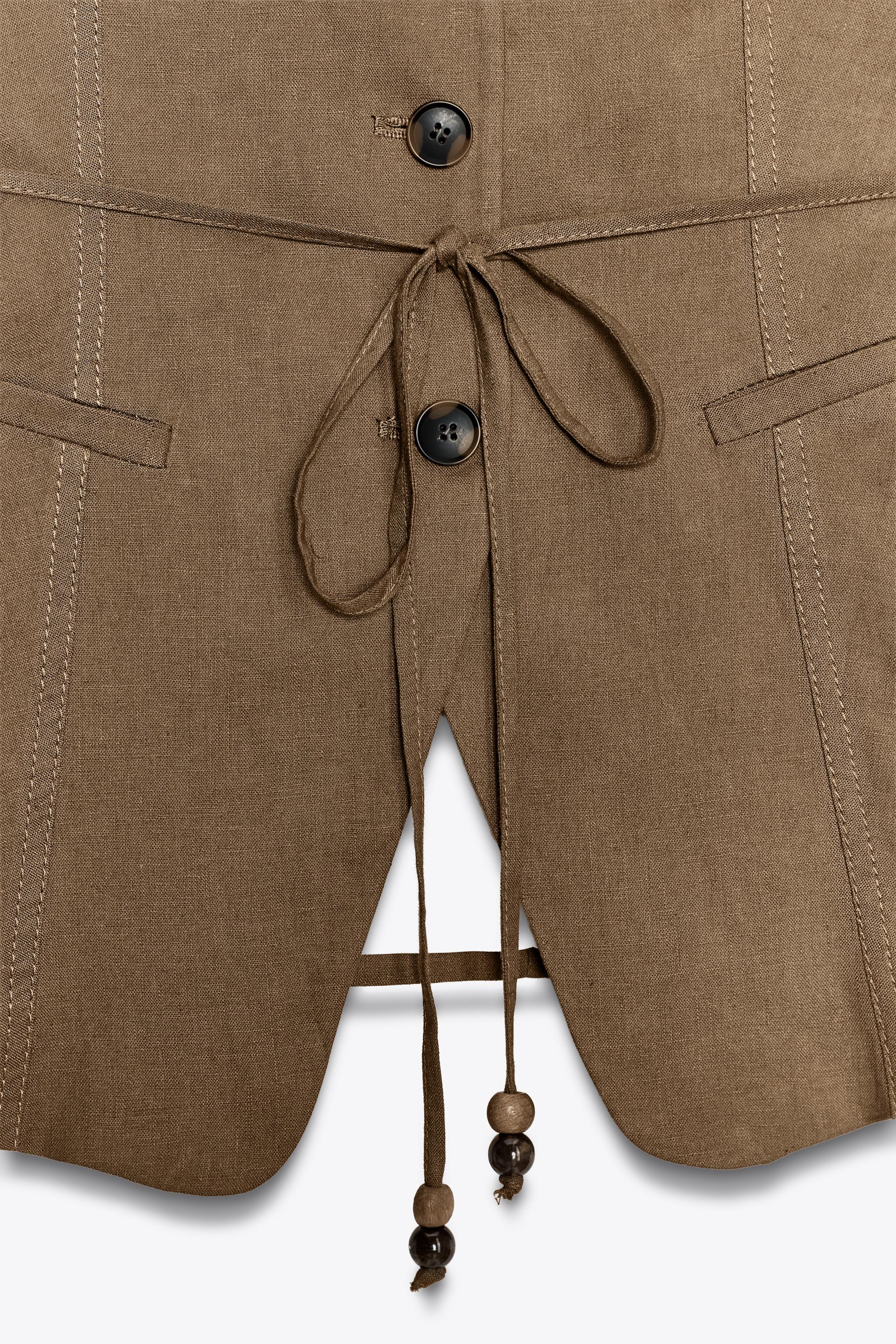 LINEN BEADED BELT VEST