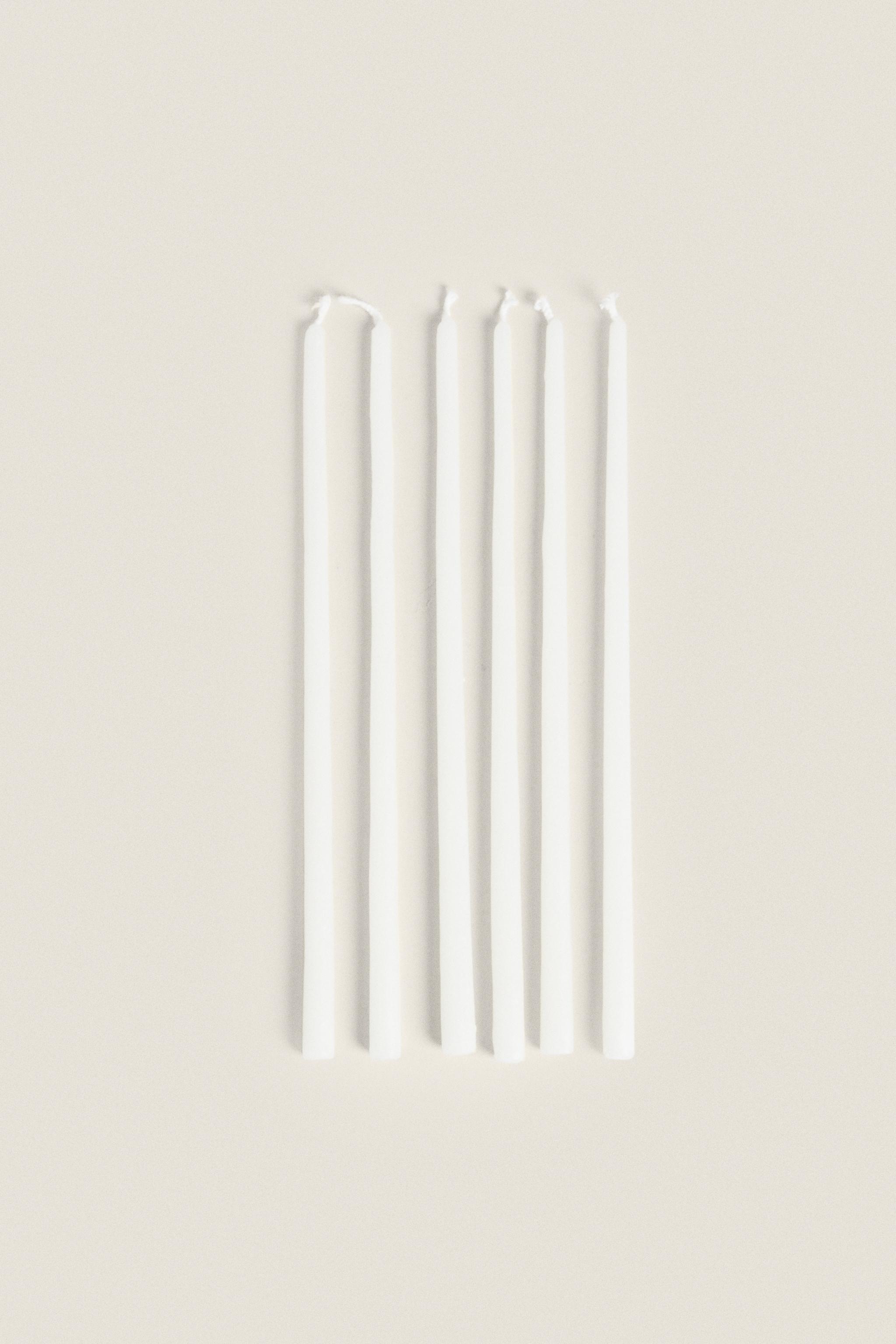 SET OF DECORATIVE CYLINDRICAL LONG TAPER CANDLES (SET OF 6)