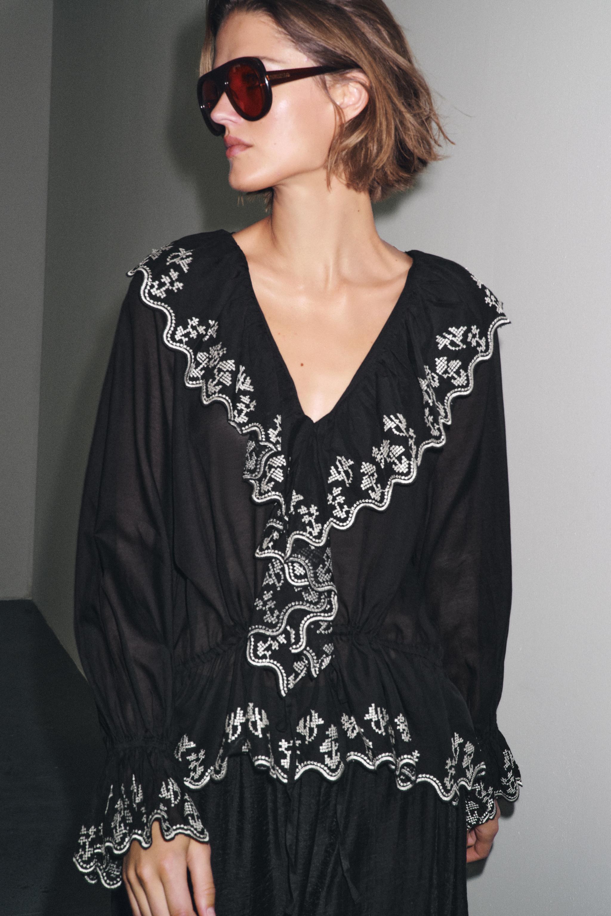 EMBROIDERED RUFFLED BLOUSE ZW COLLECTION