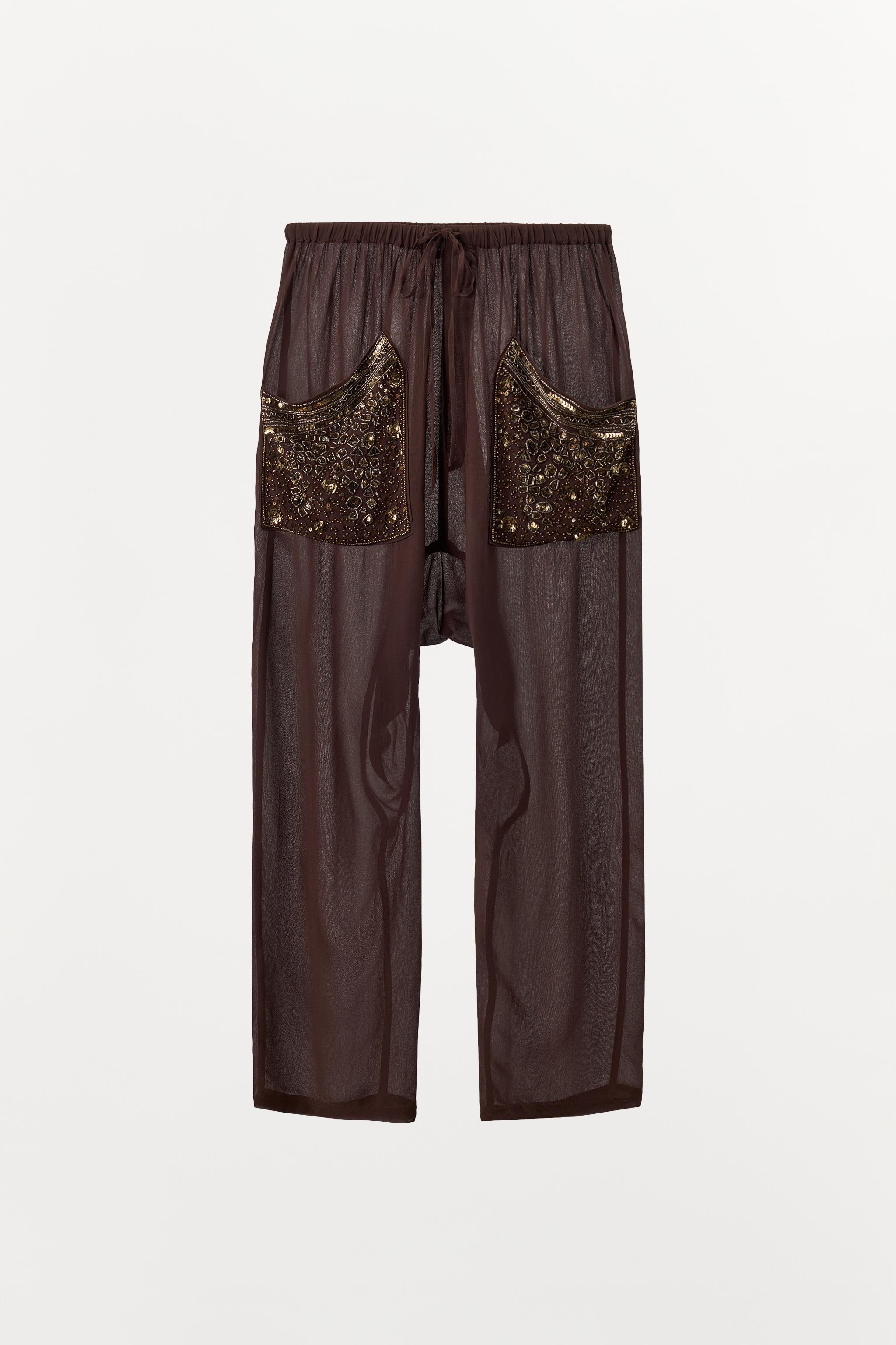 BEAD AND SEQUIN BAGGY PANTS