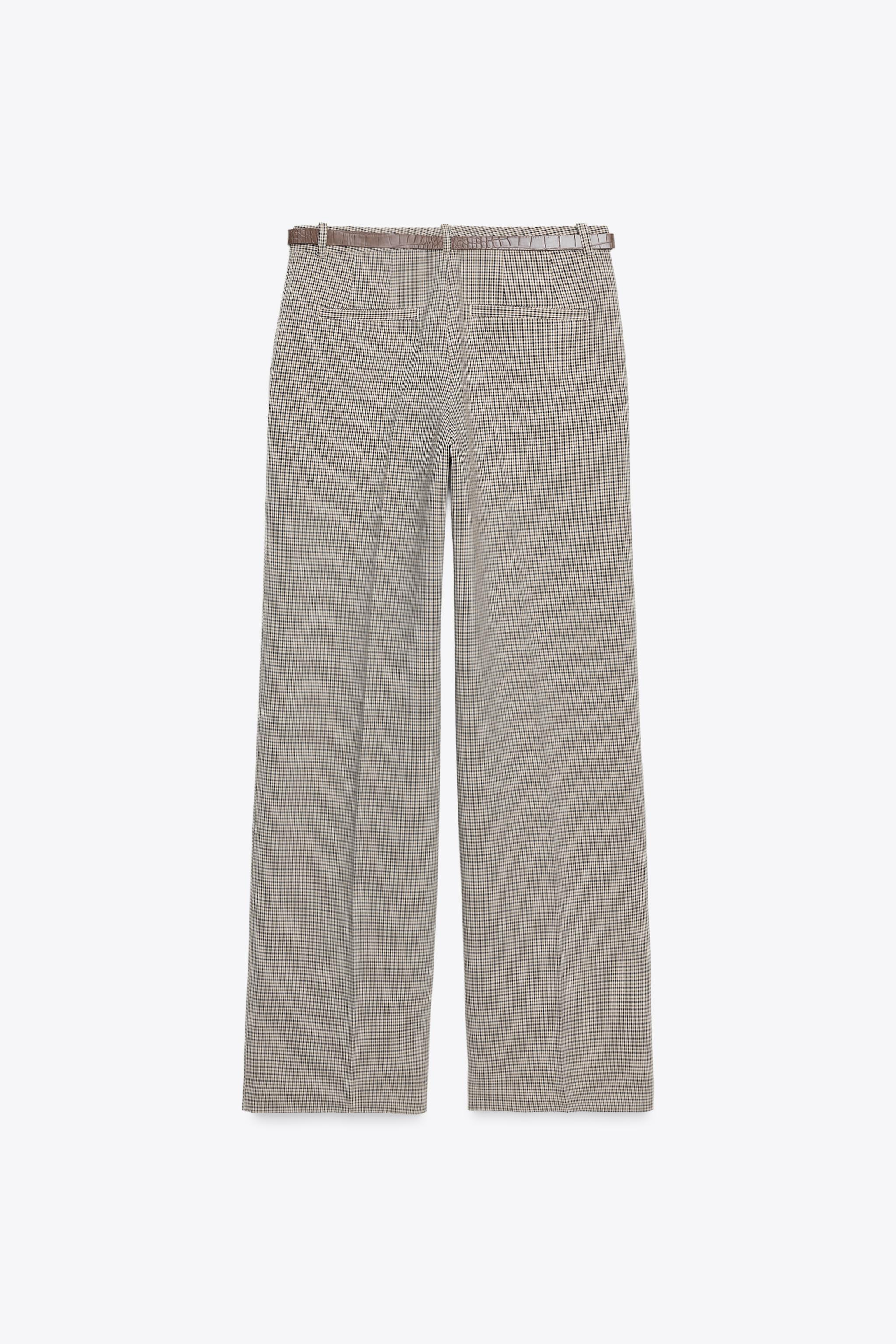 CHECKERED BELTED PANTS