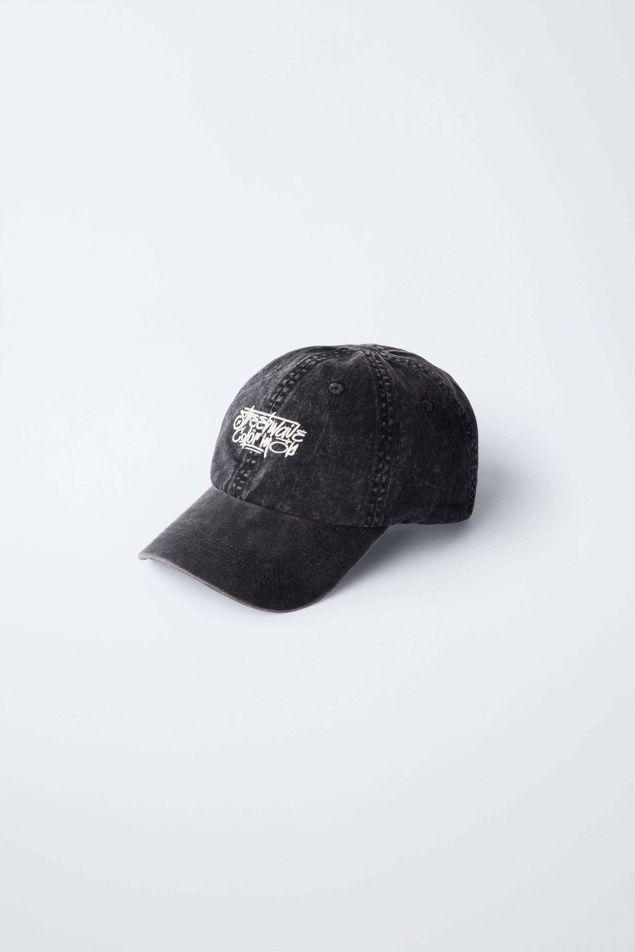 WASHED EFFECT EMBROIDERED TEXT CAP