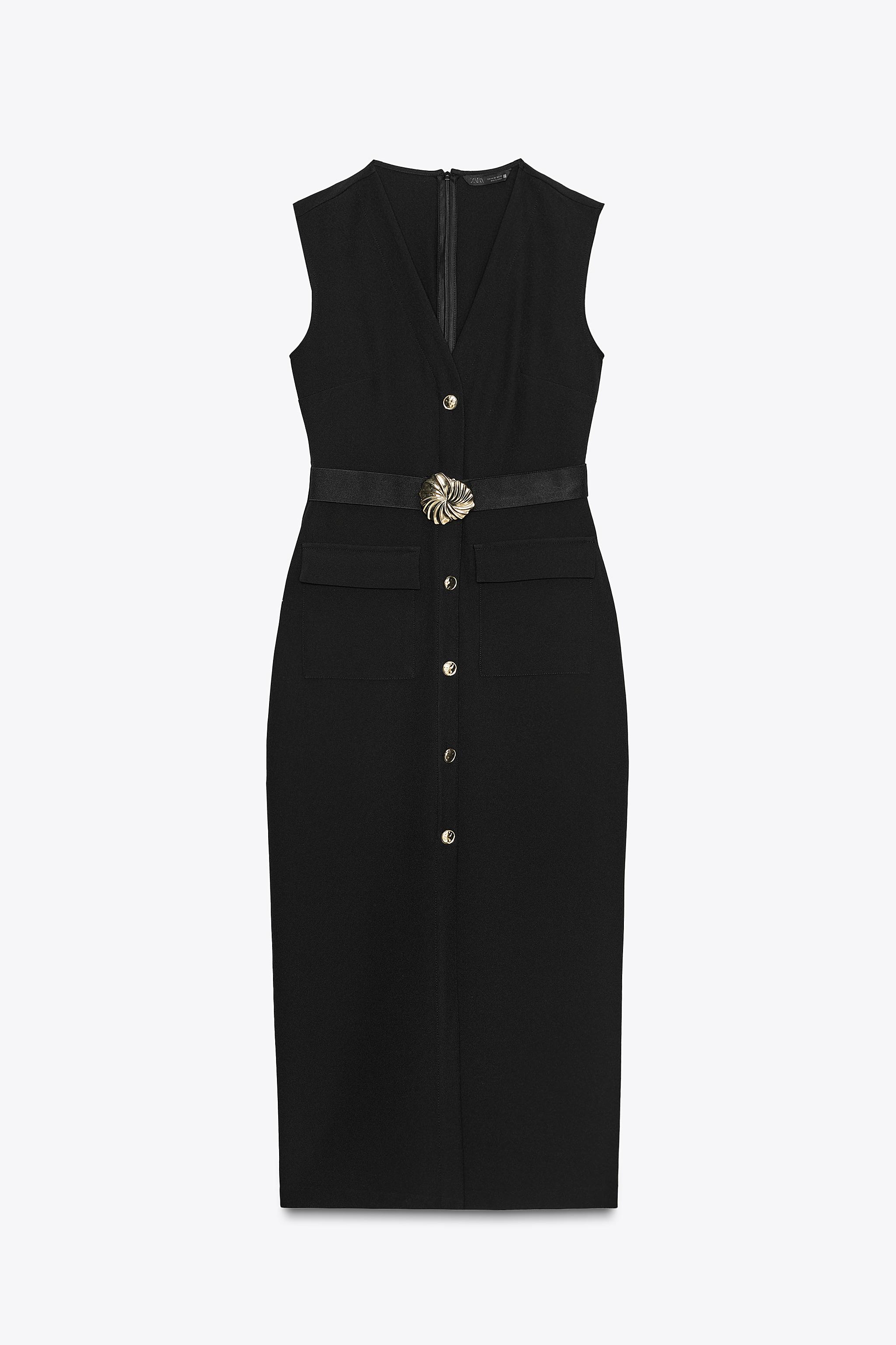 BELTED CREPE MIDI DRESS
