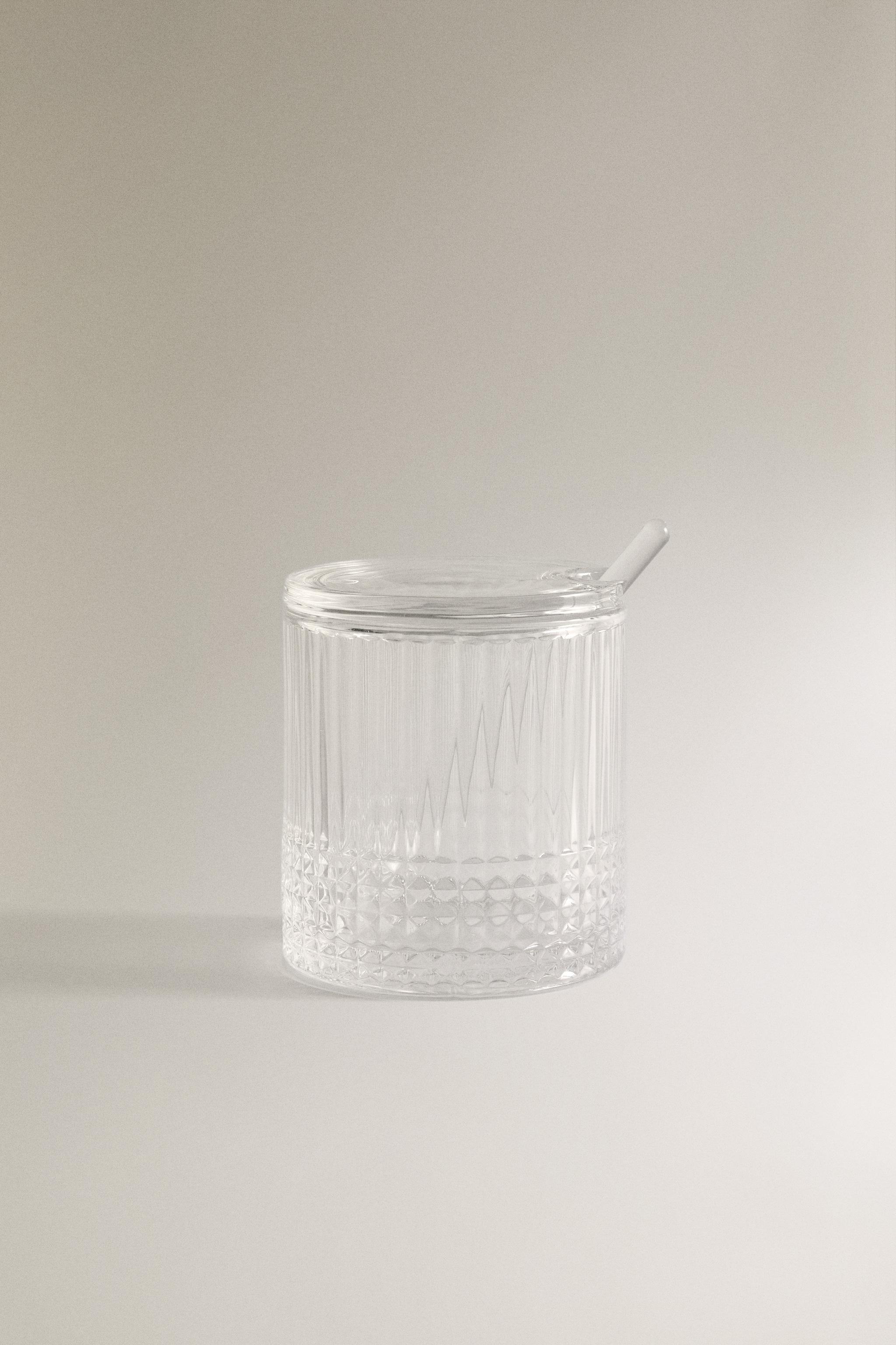 SUGAR BOWL WITH A RAISED GEOMETRIC DESIGN