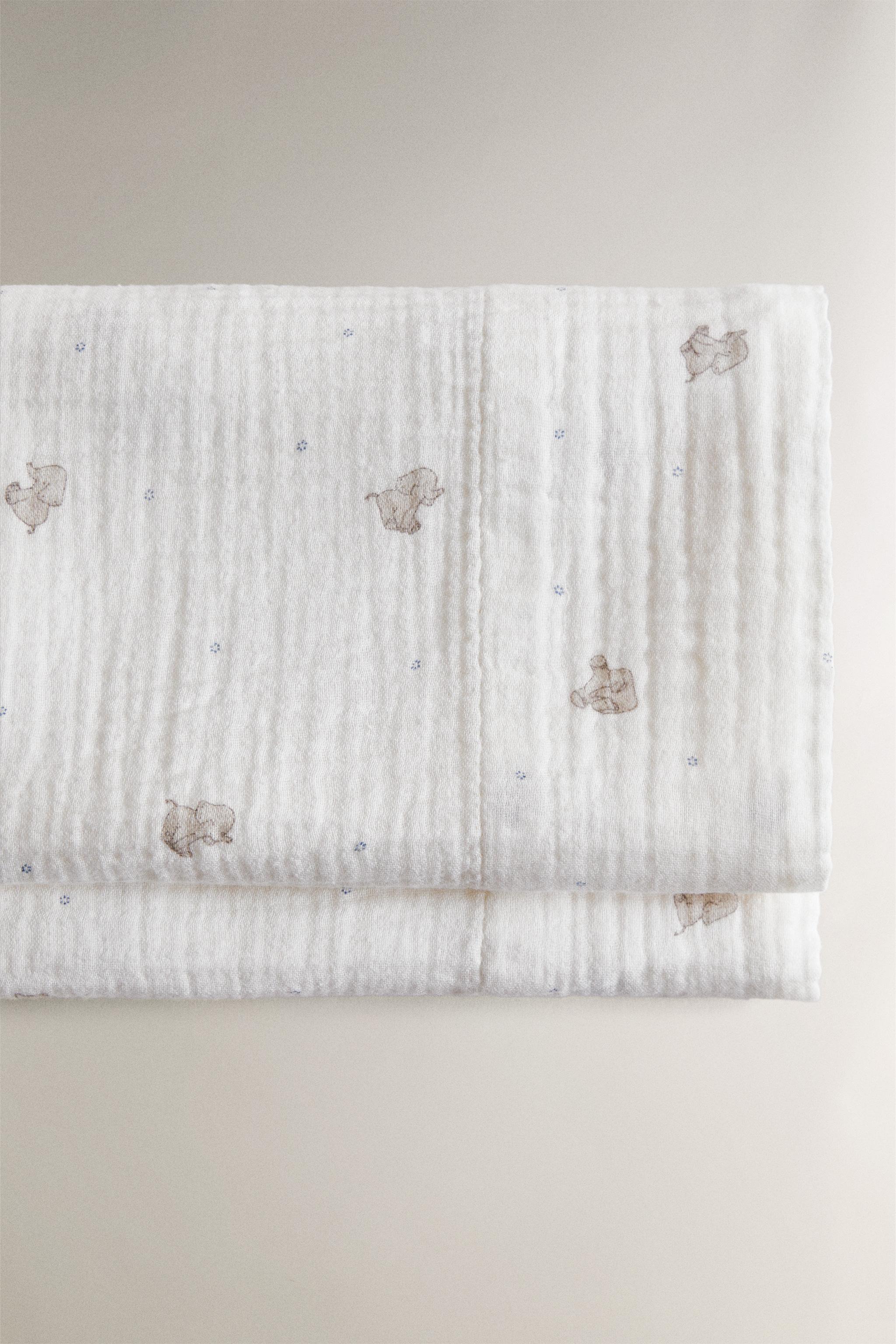 MINI CRIB MUSLIN ELEPHANT SHEET SET