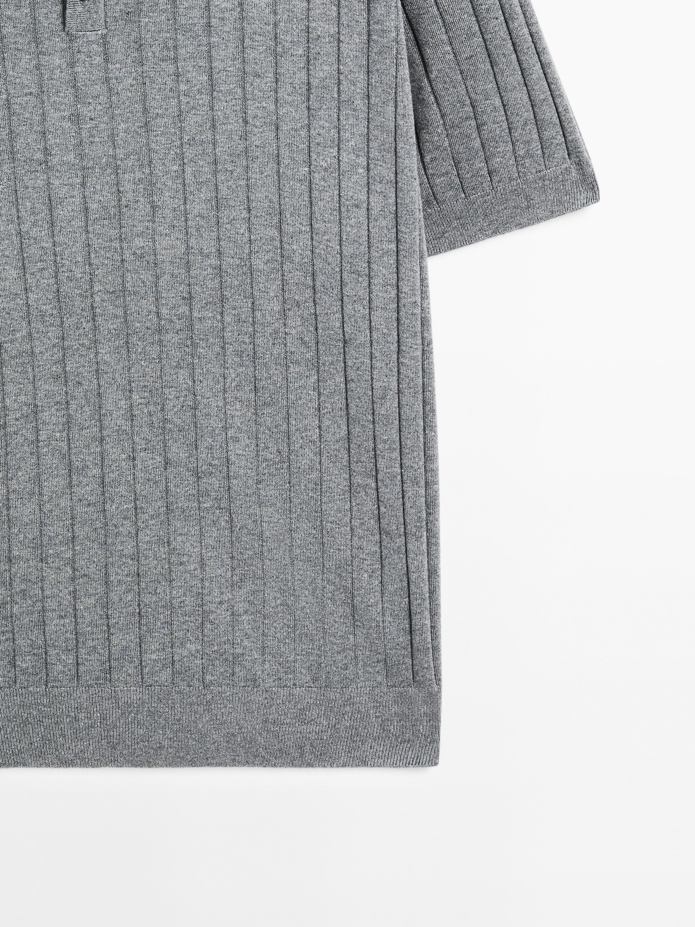 Ribbed knit polo shirt