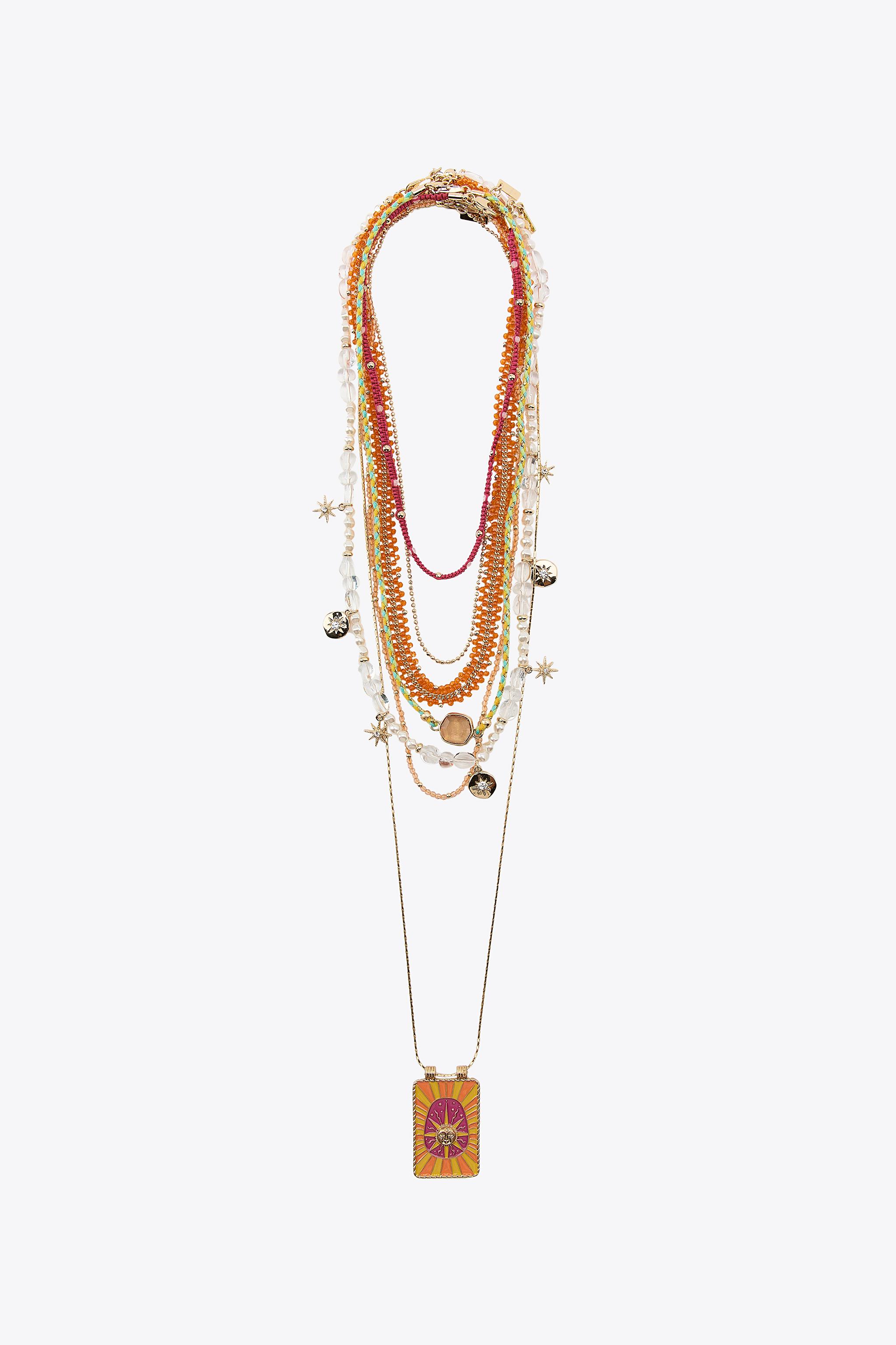 7-PACK BEADED MEDALLION PEARL NECKLACES