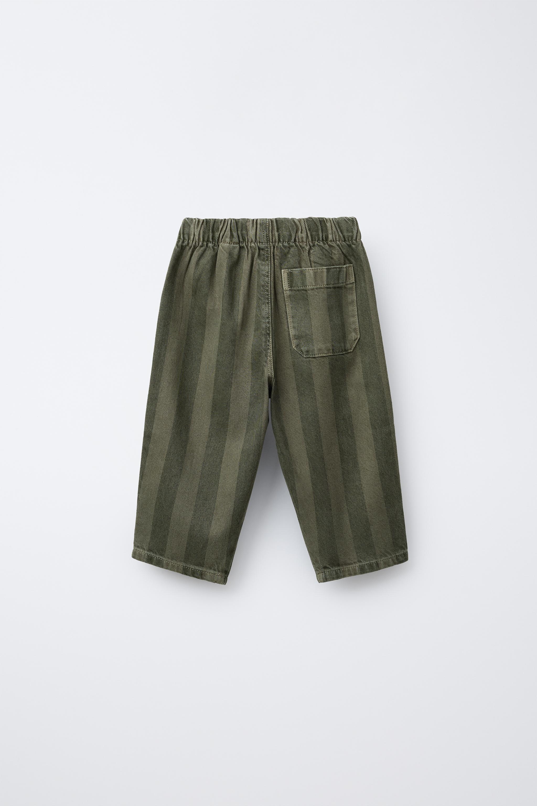 STRIPED TWILL BALLOON PANTS
