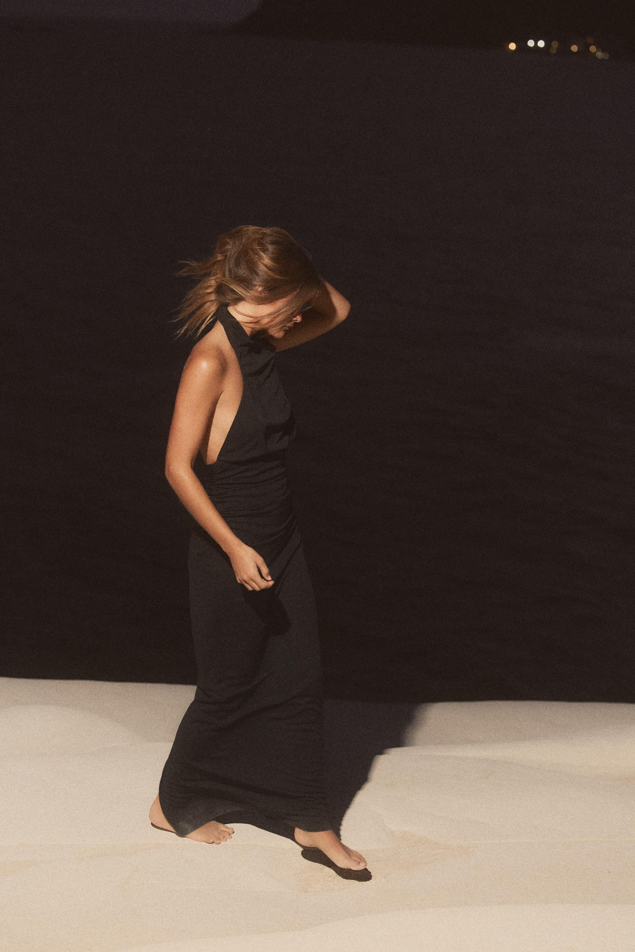 LONG OPEN BACK HALTER DRESS