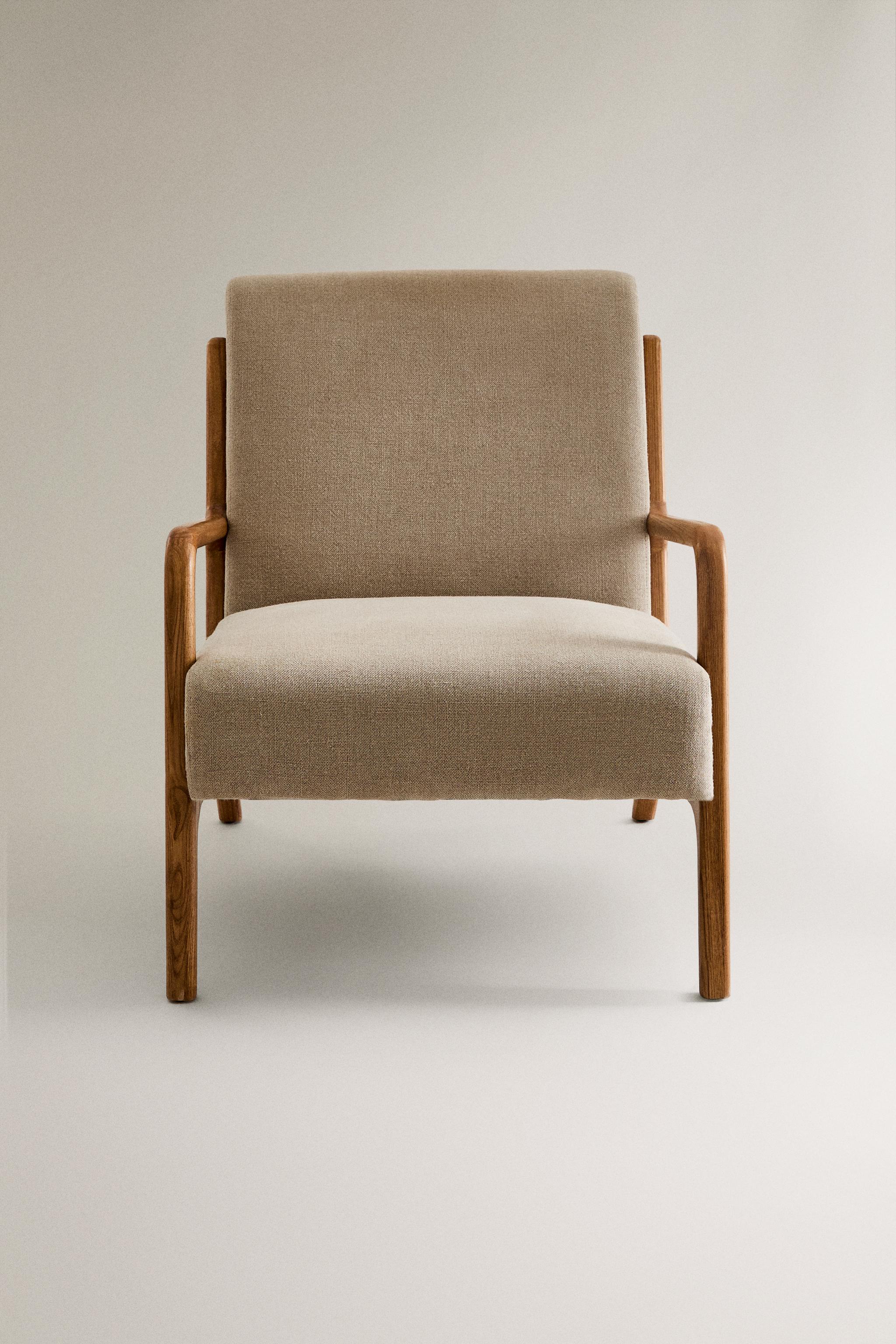 ASH WOOD LINEN ACCENT CHAIR