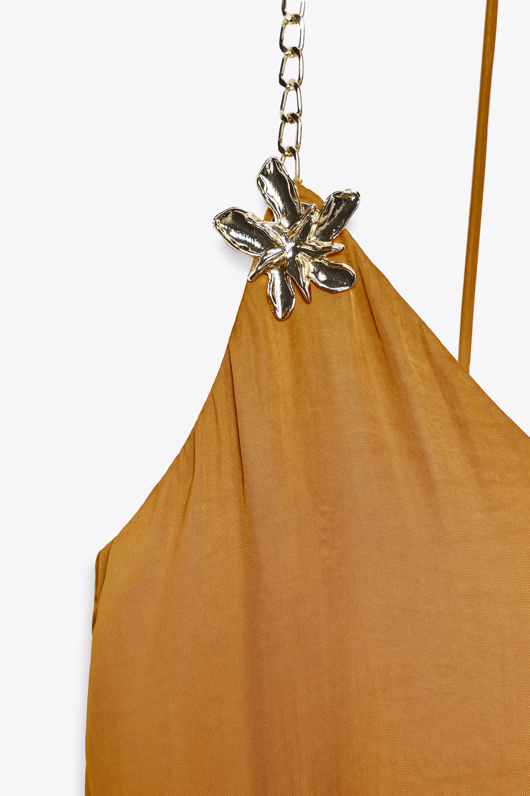 SATIN EFFECT MIDI DRESS WITH TRIM