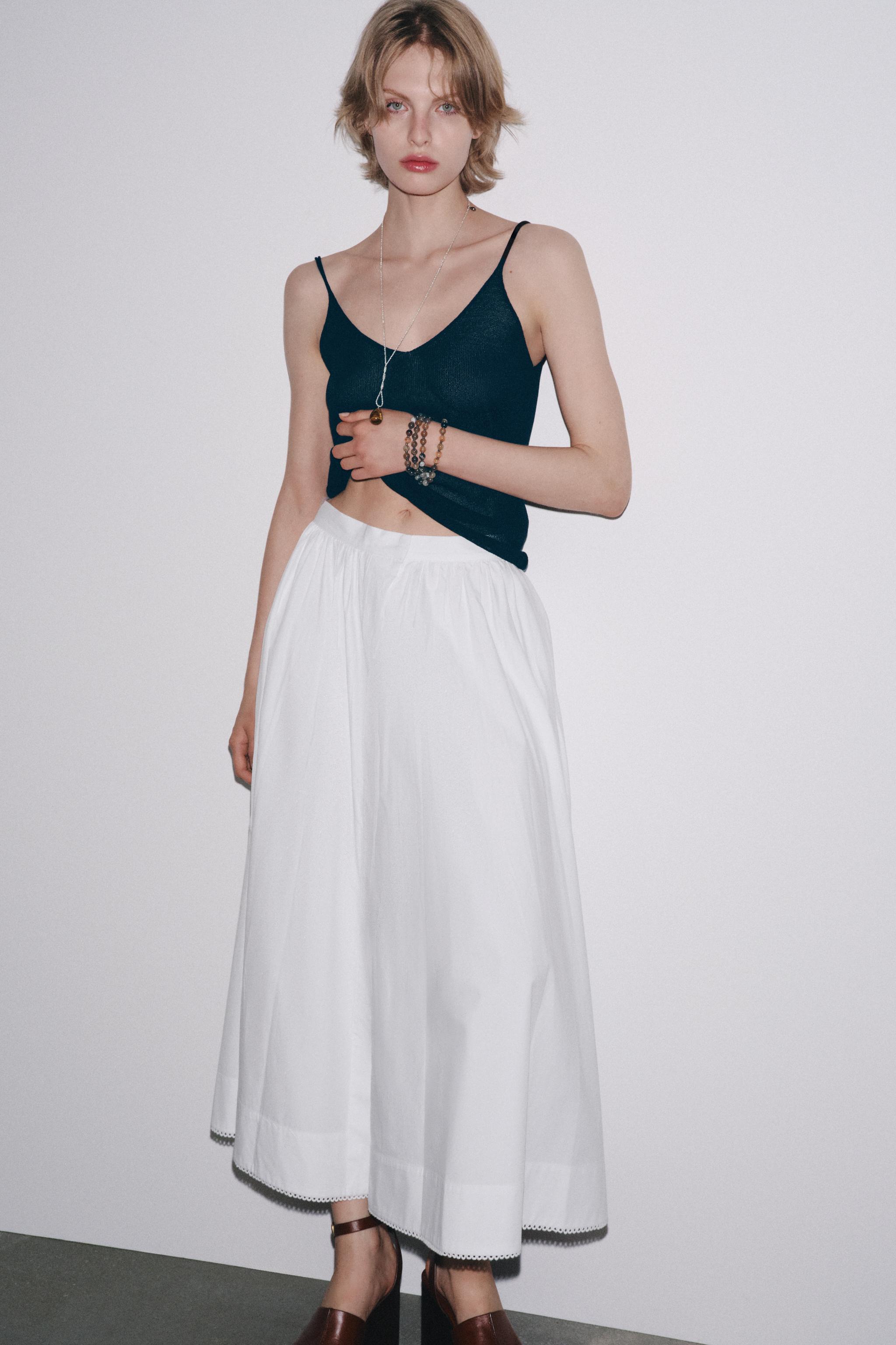 ZW COLLECTION POPLIN MIDI SKIRT